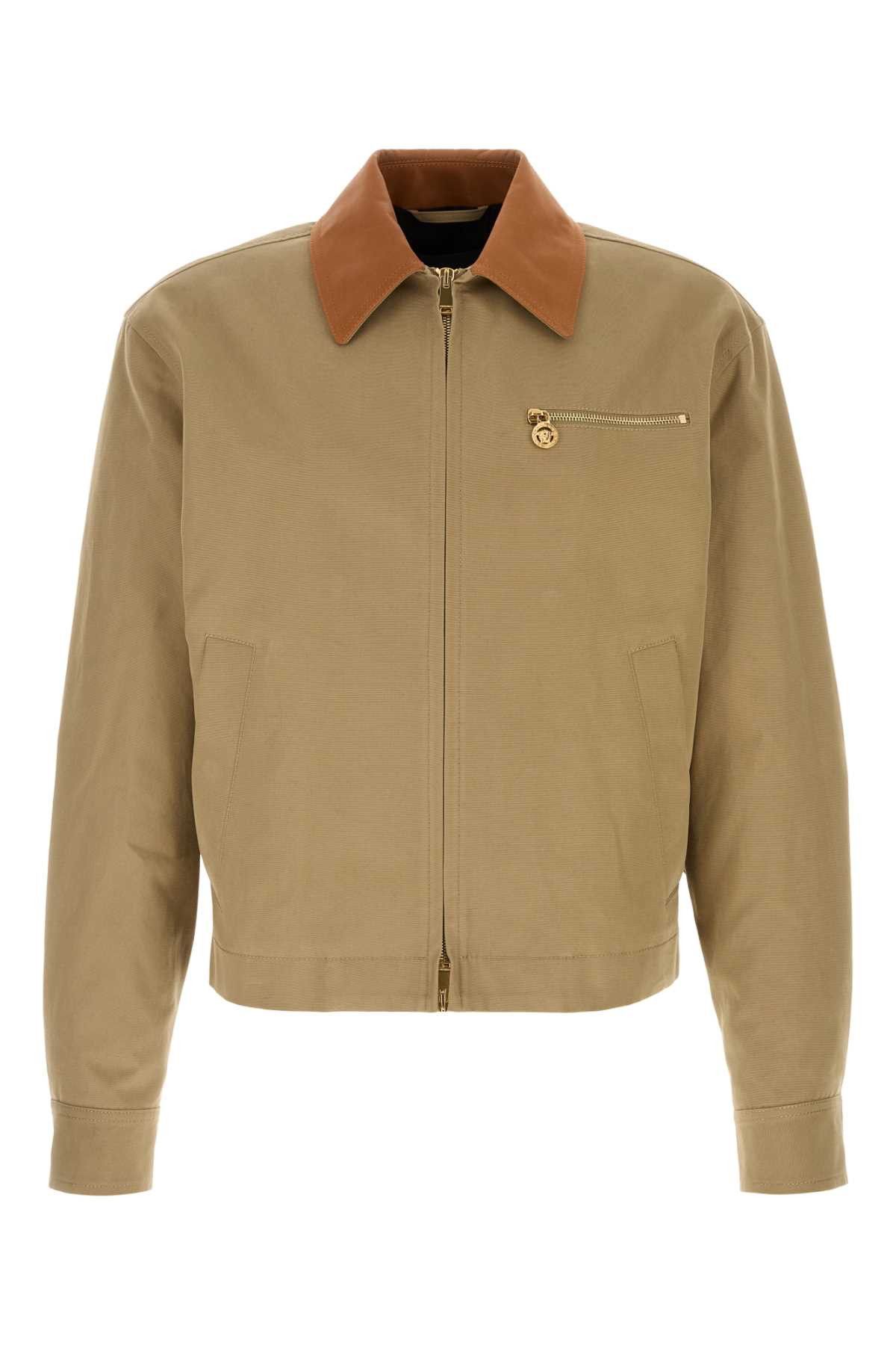 Versace Cappuccino Cotton Jacket Size US XL / EU 56 / 4 - 1 Thumbnail