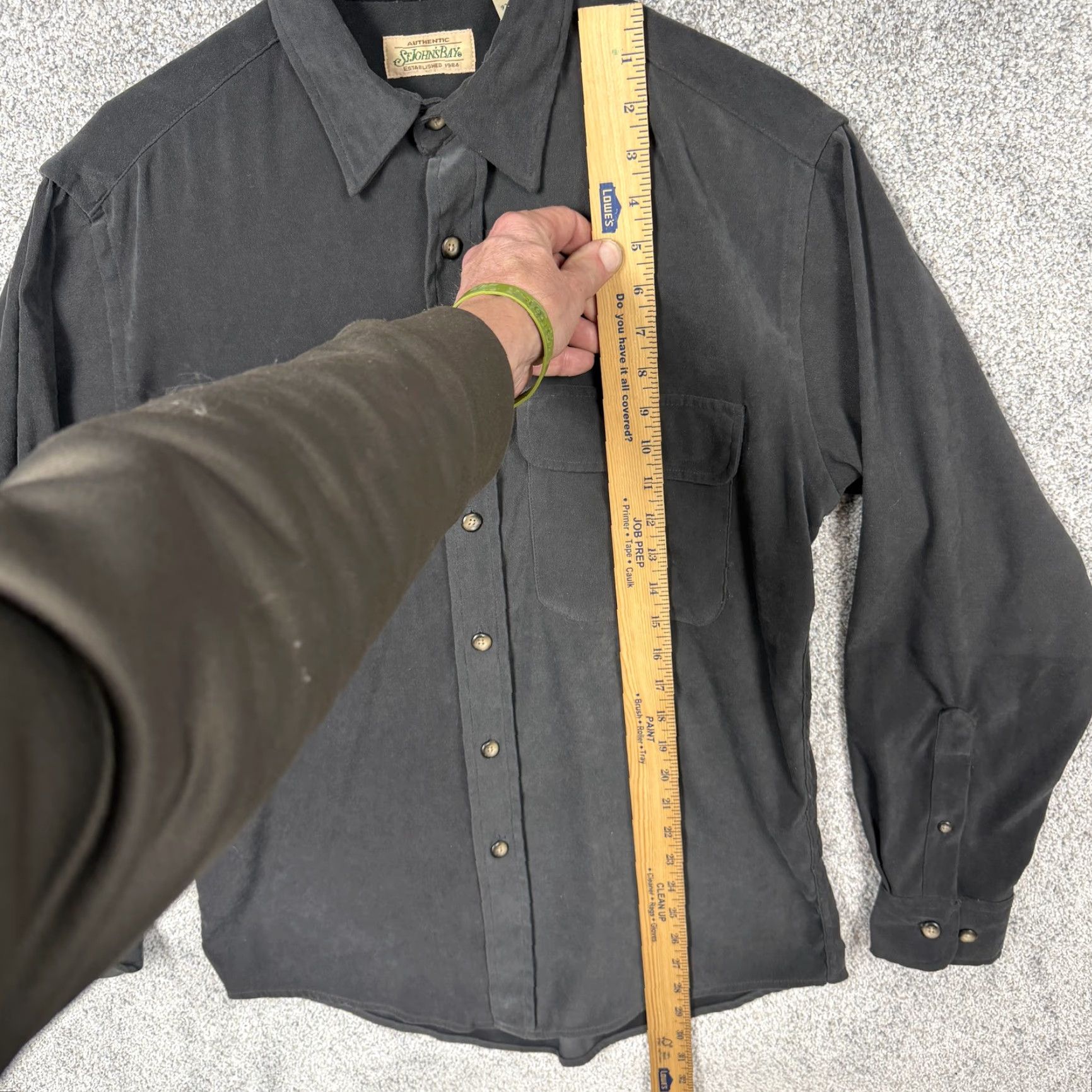Vintage VINTAGE St. John's Bay Shirt Mens S Black Twill Button-Up Long Sleeve Casual Workwear Outdoor Cotton Spandex 1950s-2000s Size US S / EU 44-46 / 1 - 2 Thumbnail