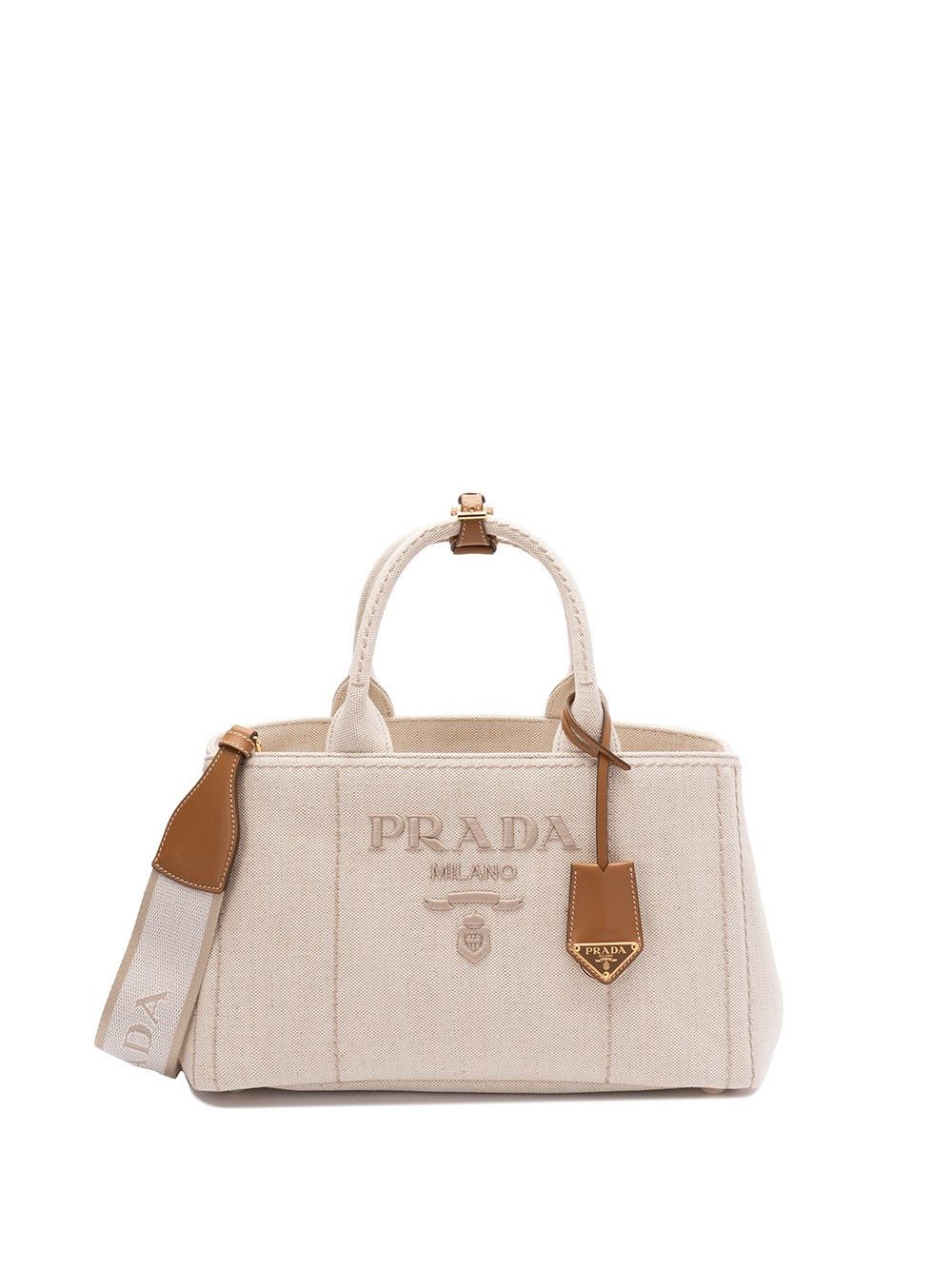 Prada Cotton And Linen Tote Bag, Women's