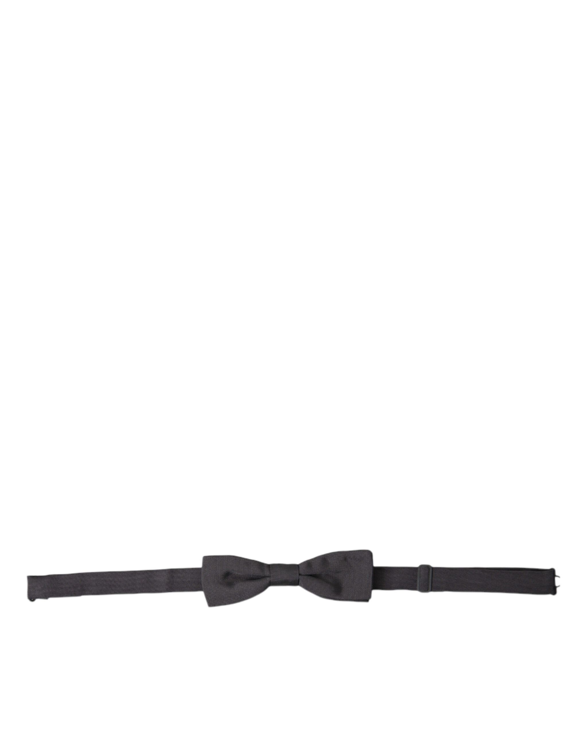 Elegant Silk Dark Gray Bow Men's Tie