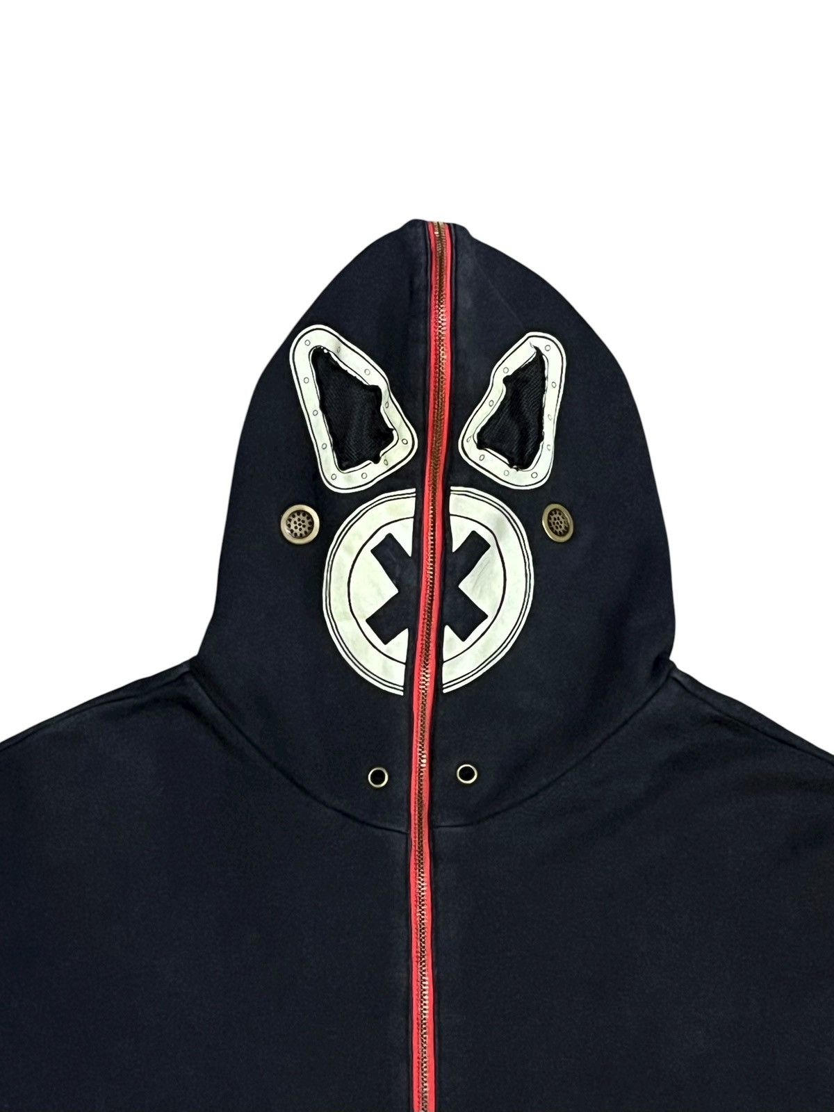 Vintage Milk Tub Mask Full Zip Glow Hoodie Tribal Punk Japan