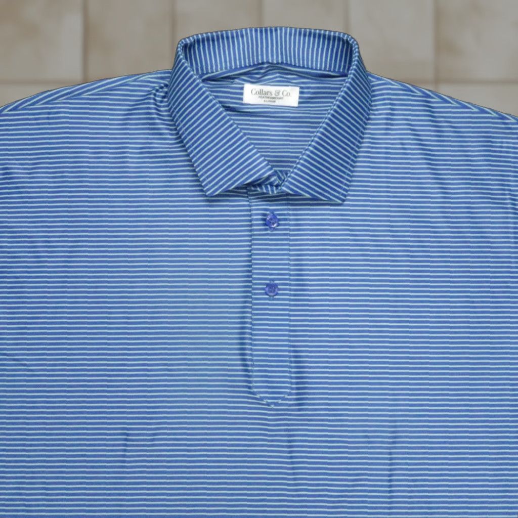 CO Collars & Co Shirt Men XL Striped Featherweight Short Sleeve Performance Polo Size US XL / EU 56 / 4 - 1 Thumbnail