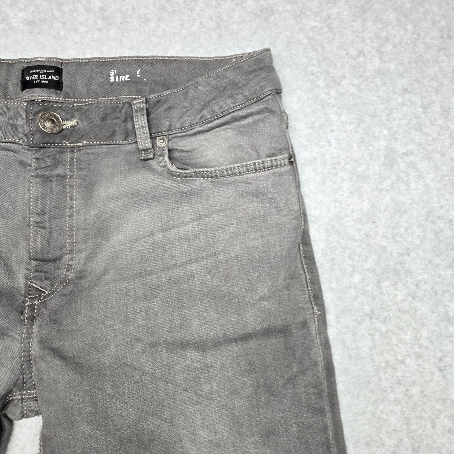 River Island River Island SIRE Jeans Mens 34x32 Gray Stretch Denim Pants Casual Tapered Leg 5-Pocket Retro Modern Size US 34 / EU 50 - 3 Thumbnail