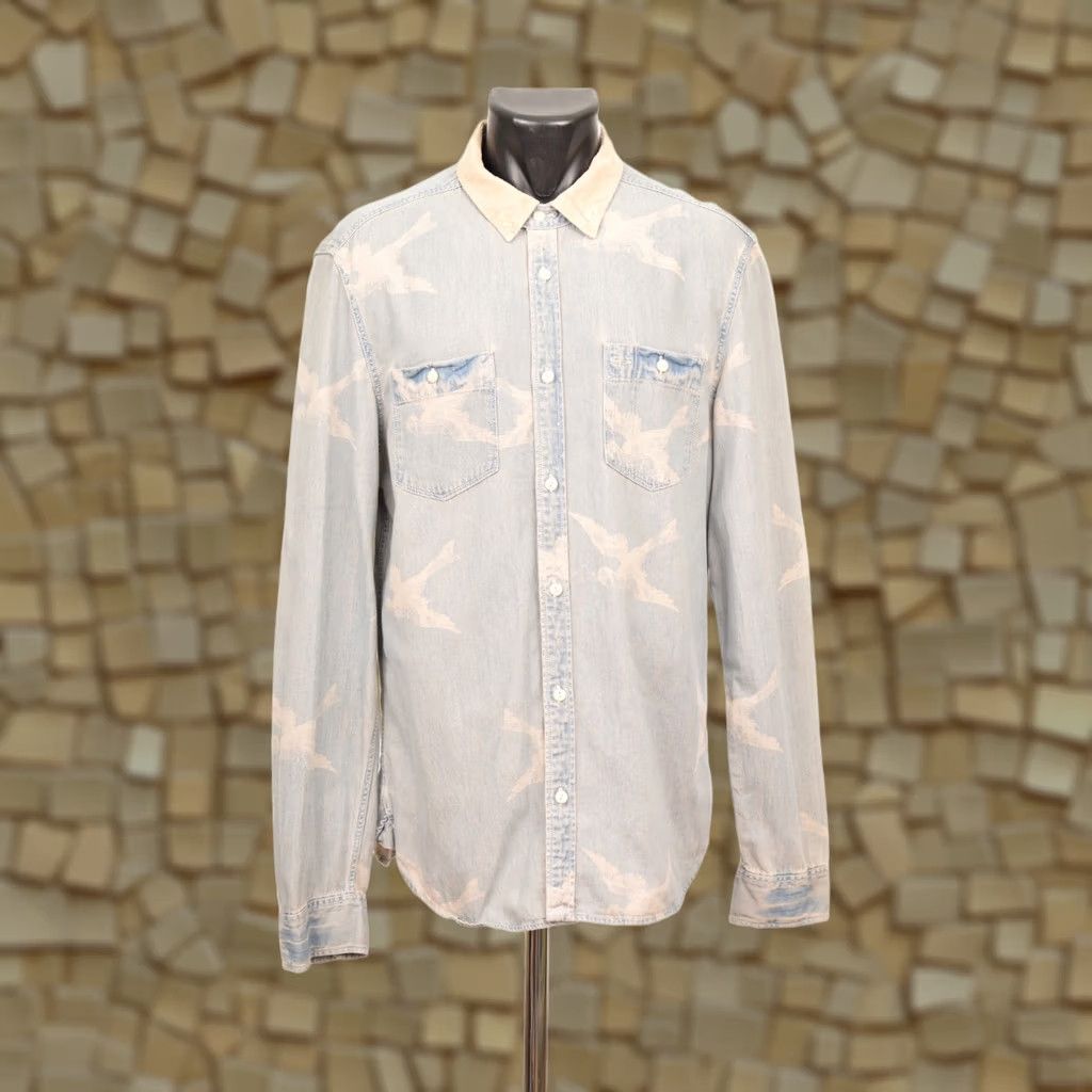Allsaints DDP Allsaints Flight LS Shirt Denim Corduroy Collar Size M Blue Men Long Sleeve Button-Up Shirt Size US M / EU 48-50 / 2 - 1 Thumbnail