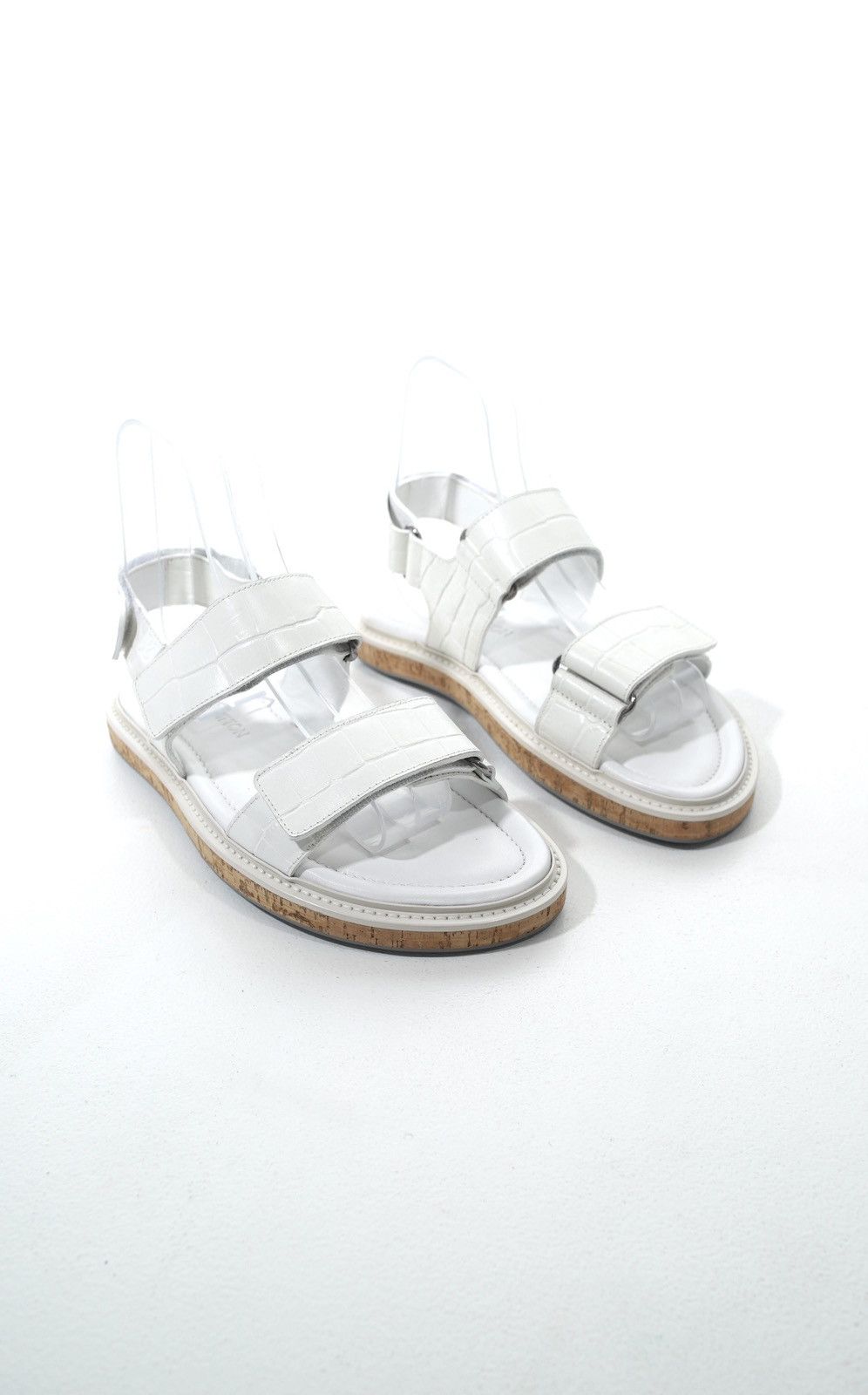 Louis Vuitton LOUIS VUITTON Sandals Textured Leather Shoes Cork Sole LV Size US 9 / EU 42 - 1 Thumbnail