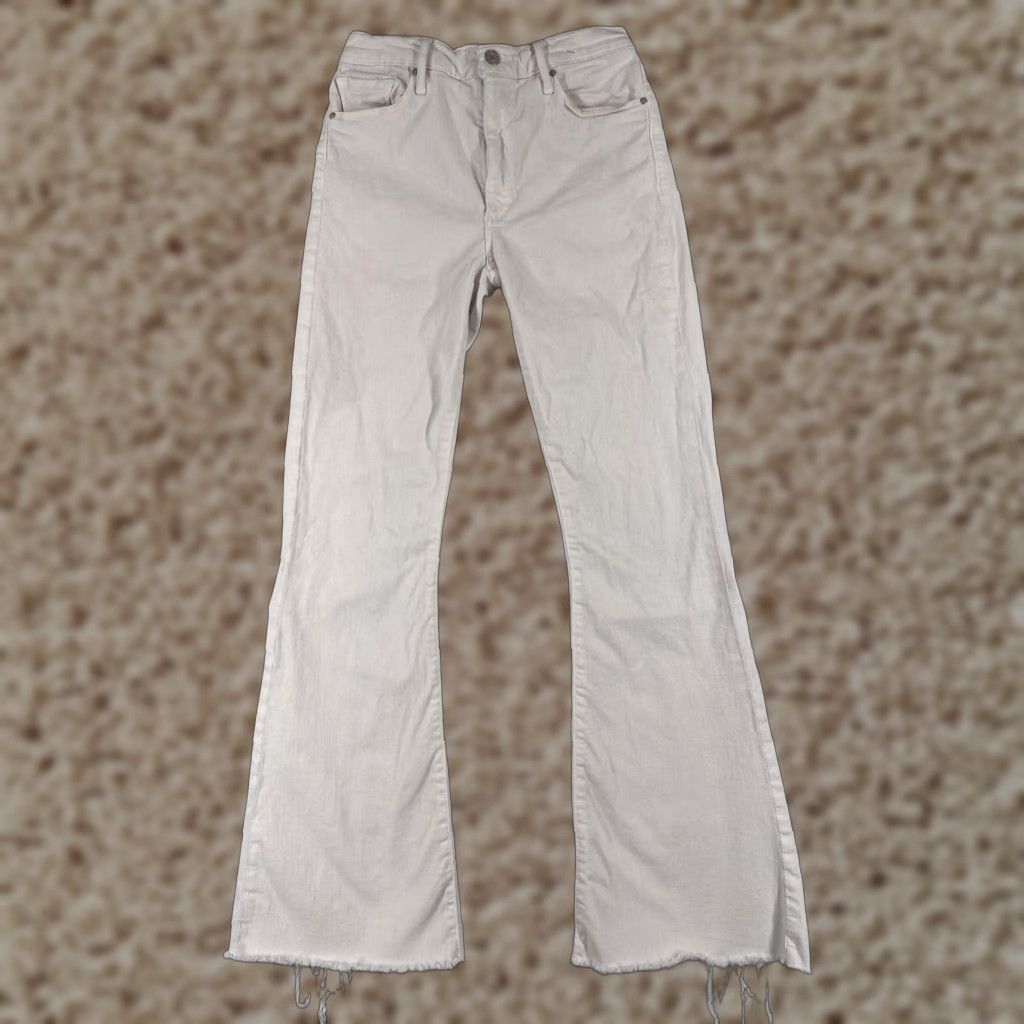 Vintage Black Orchid Jeans Womens Pants 28 White Denim Flared Distressed Raw Hem 24x29 Cotton Blend 5-Pocket Regular Button Zip Jeans Womens Size 28" / US 6 / IT 42 - 1 Thumbnail