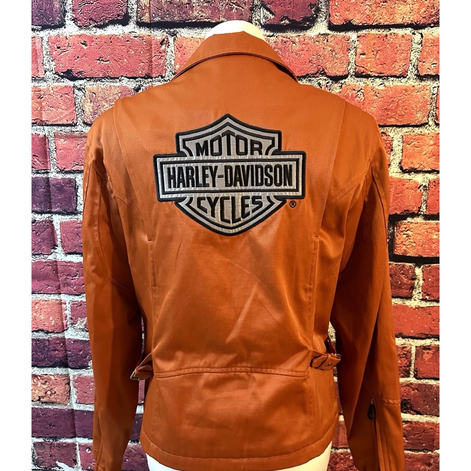 Harley Davidson Harley-Davidson Motorcycle Jacket Women's M Orange Cotton Nylon Weave Full Zip Logo Back Modern Softshell Zip Pockets Size M / US 6-8 / IT 42-44 - 5 Thumbnail