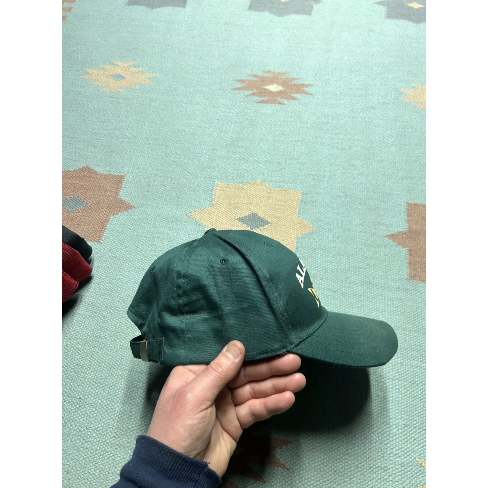 Native VINTAGE strapback hat cap Alaska fish native graphic forest green adjustable Men Adjustable Green Fish Logos strapback Men Size ONE SIZE - 8 Thumbnail