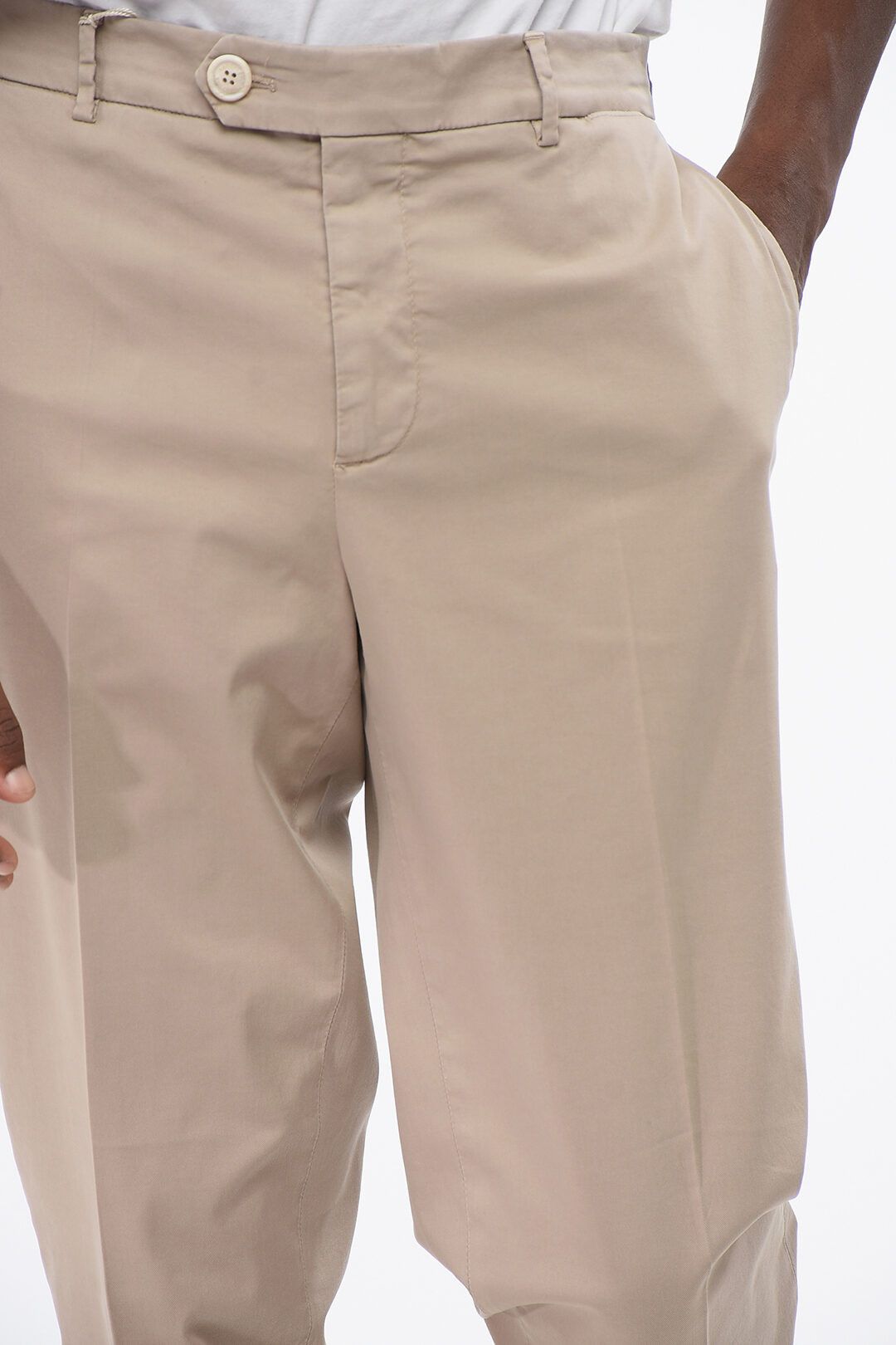 Brunello Cucinelli og1mm0825 Stretch Cotton Chinos Pant in Beige Size US 40 / EU 56 - 2 Thumbnail