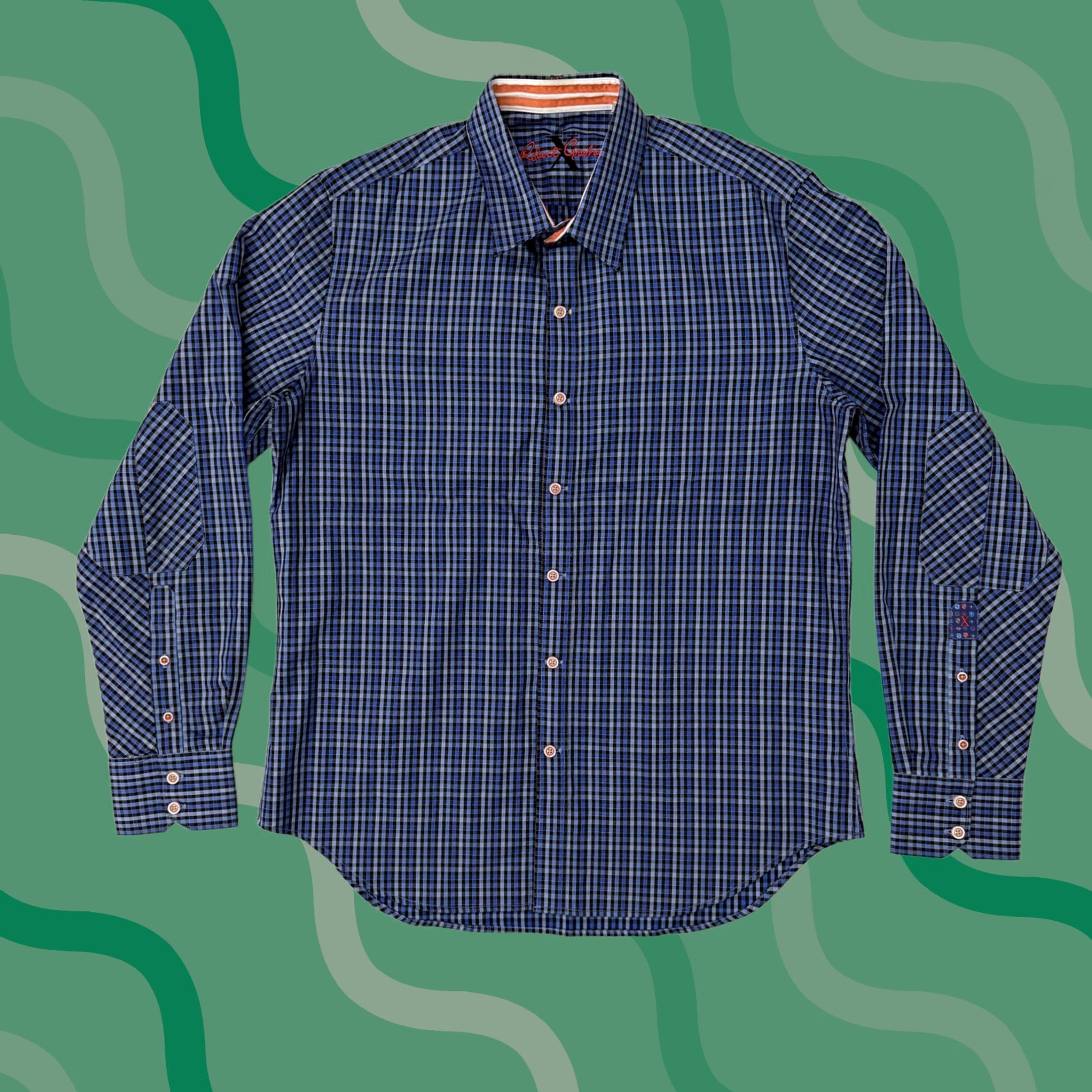 Robert Graham Robert Graham Shirt Mens Large Blue Check Tailored Fit Button Up Long Sleeve Size US L / EU 52-54 / 3 - 1 Thumbnail