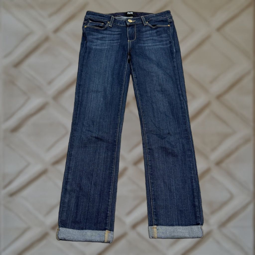 PAIGE Skyline Denim Jeans Women 27 Dark Wash Cropped Mid Rise 28in - Main Image