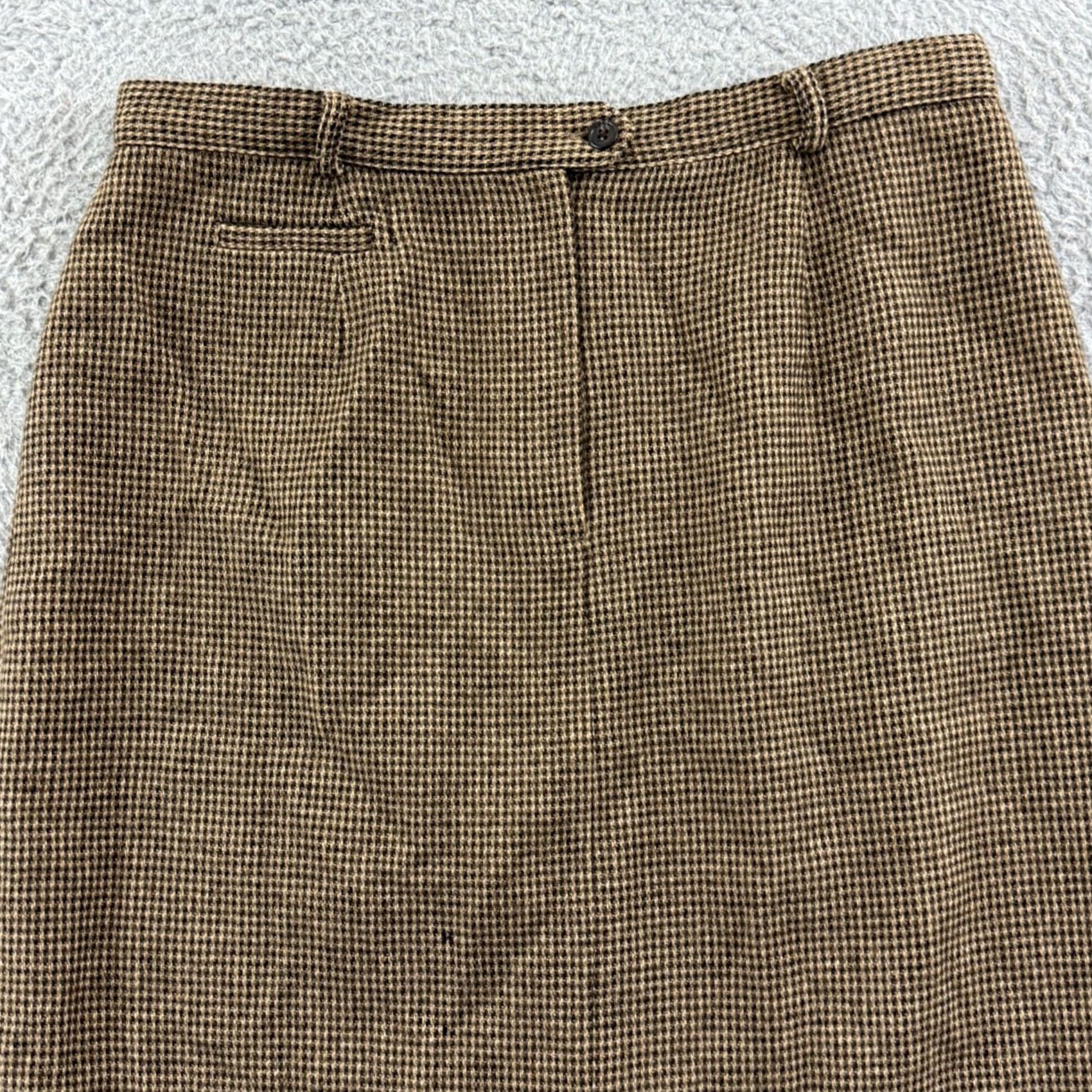 Ralph Lauren VINTAGE Ralph Lauren Lauren Maxi Skirt Womens 16 Tweed Wool Wool Blend Solid Zip Button Brown Long City Preppy 100% Lambswool Mens? Size 38" / US 16 / IT 52 - 3 Thumbnail