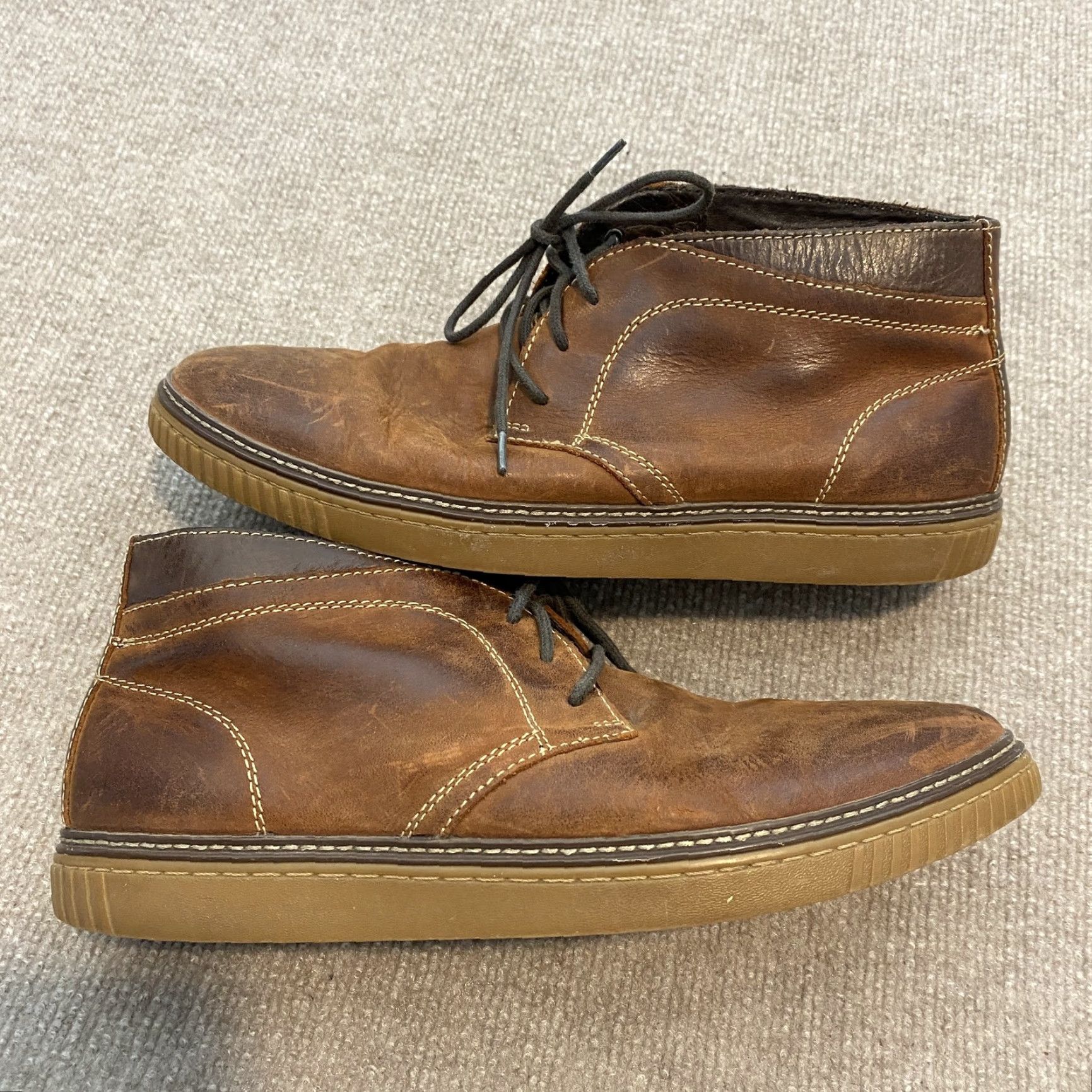Johnston & Murphy Boots Mens 10.5 M Brown Leather Chukka Casual Comfort