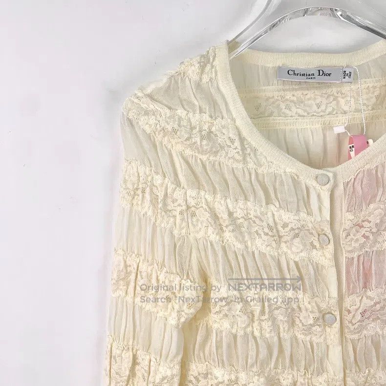 Dior Dior Beige cotton single-breasted long-sleeved lace jacket Size XS / US 0-2 / IT 36-38 - 3 Thumbnail