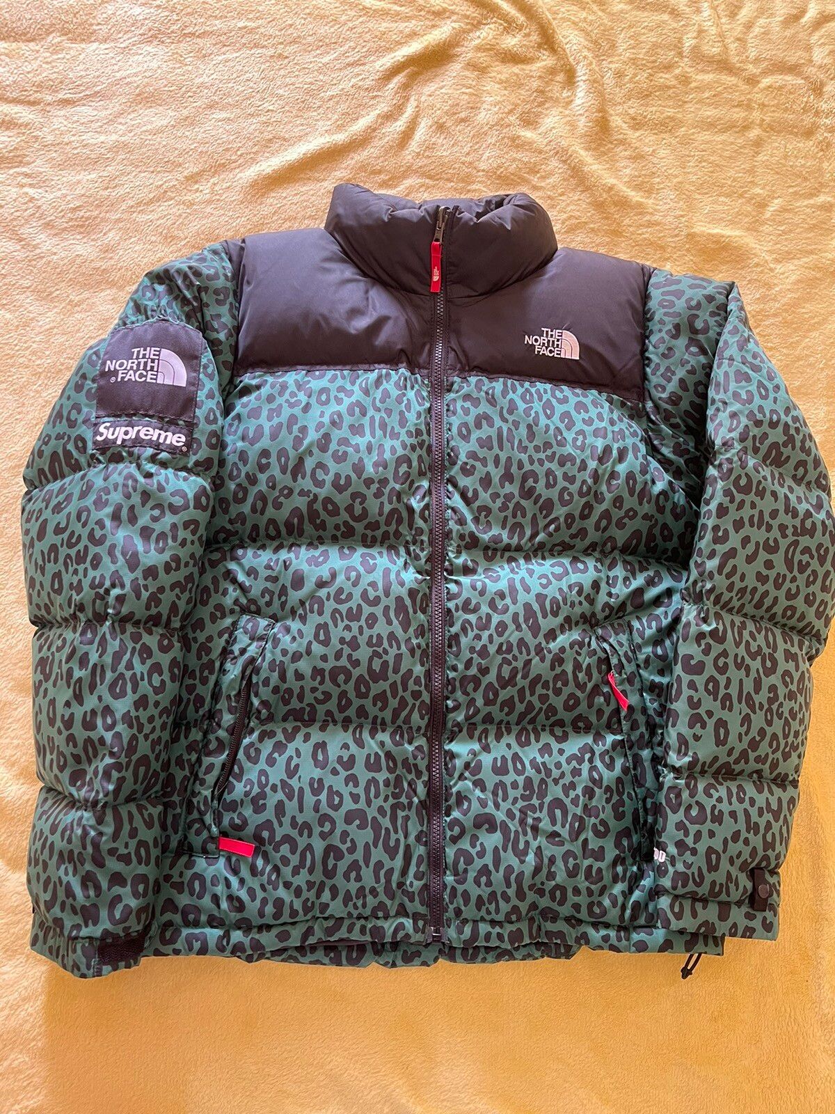 Pre-owned Supreme X The North Face Supreme Tnf Green Leopard Nuptse Jacket North Face Leopard