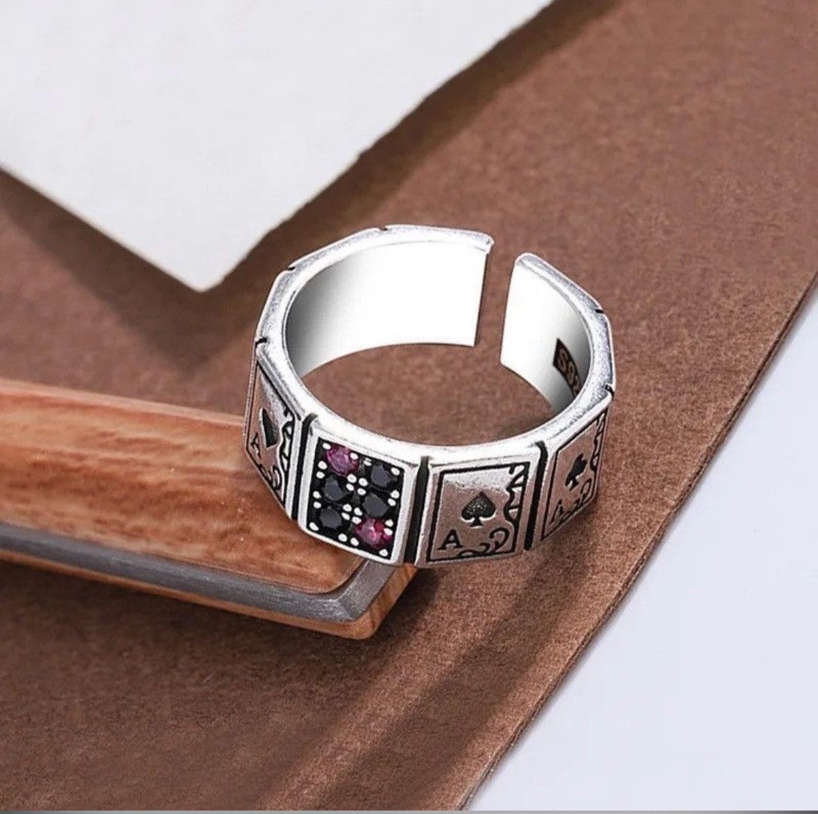 Jewelry Y2K Poker Card Adjustable Ring Size ONE SIZE - 2 Thumbnail