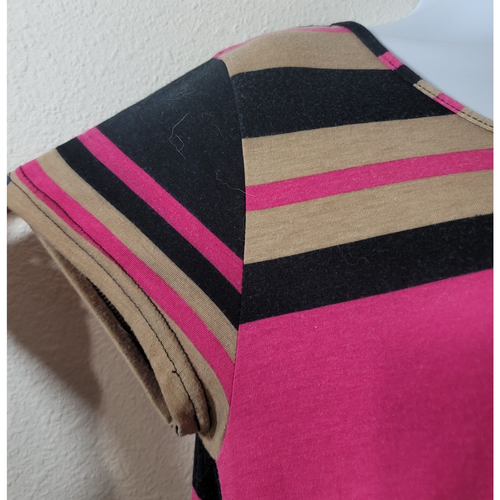 Other Demanding Black Tan Pink Striped A Line Mini Dress XL Size XL / US 12-14 / IT 48-50 - 5 Thumbnail