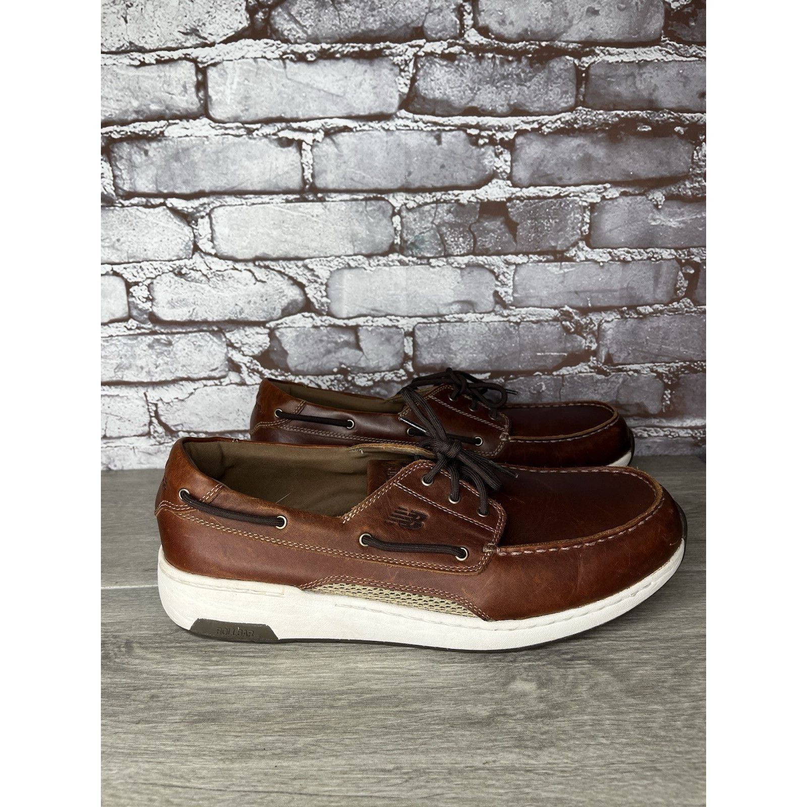 New Balance New Balance Brown Leather Lace Walking Deck Loafers Men Sz 1 Size US 12.5 / EU 45-46 - 5 Thumbnail