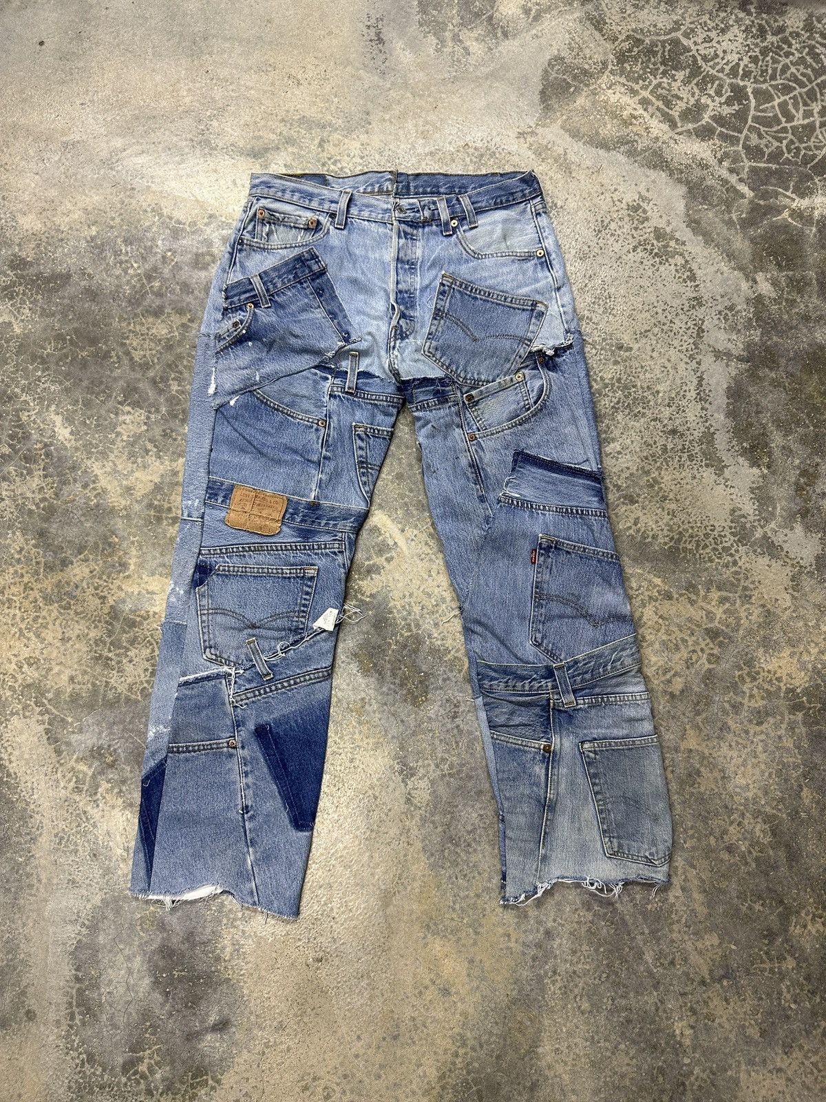Levi's × Vintage Rare🔥Vintage Levi’s Patchwork Custom 90’s Jeans Size US 33 - 2 Thumbnail