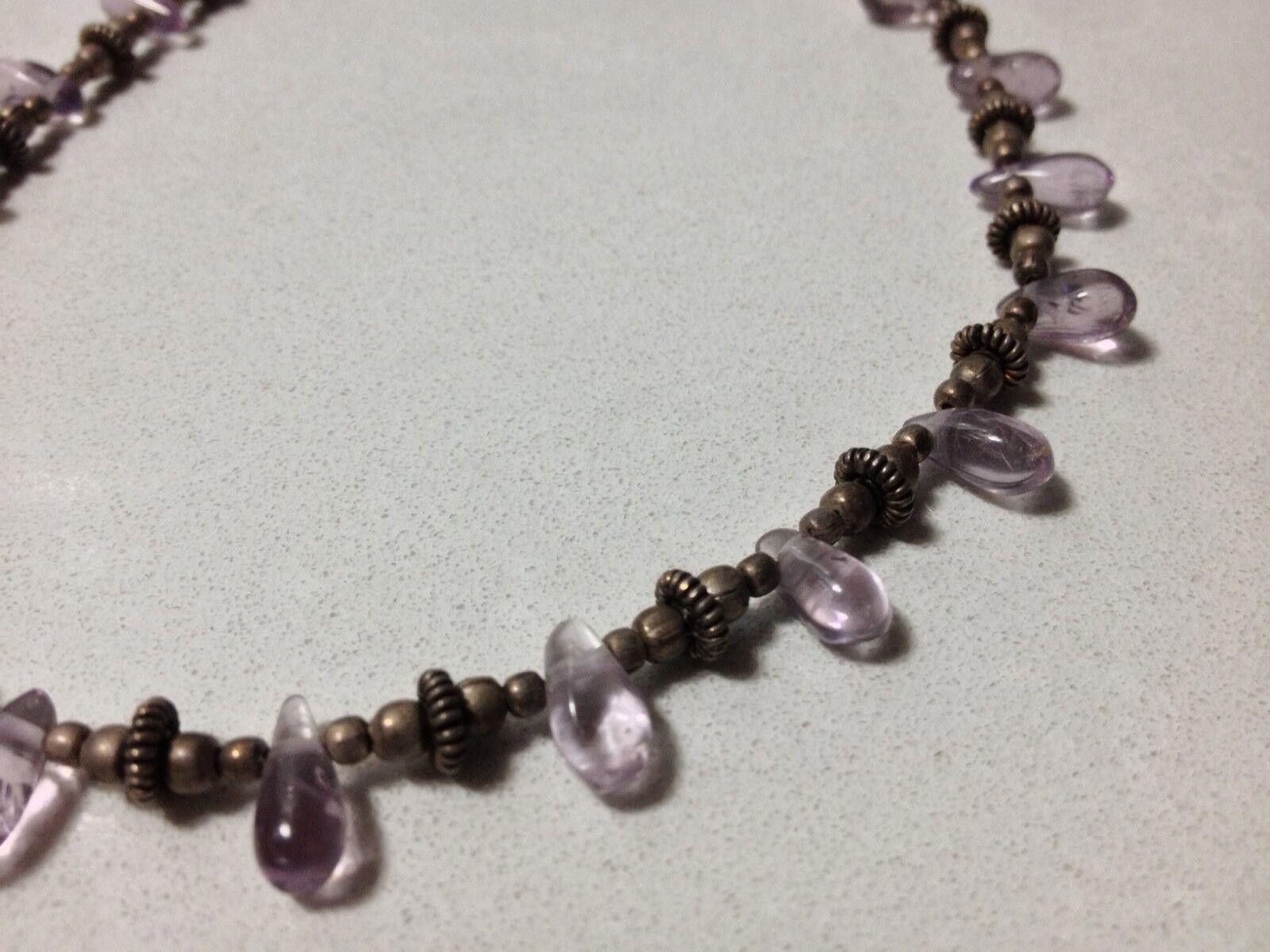 Designer Sterling Silver Amethyst Bead Necklace Size ONE SIZE - 1 Thumbnail