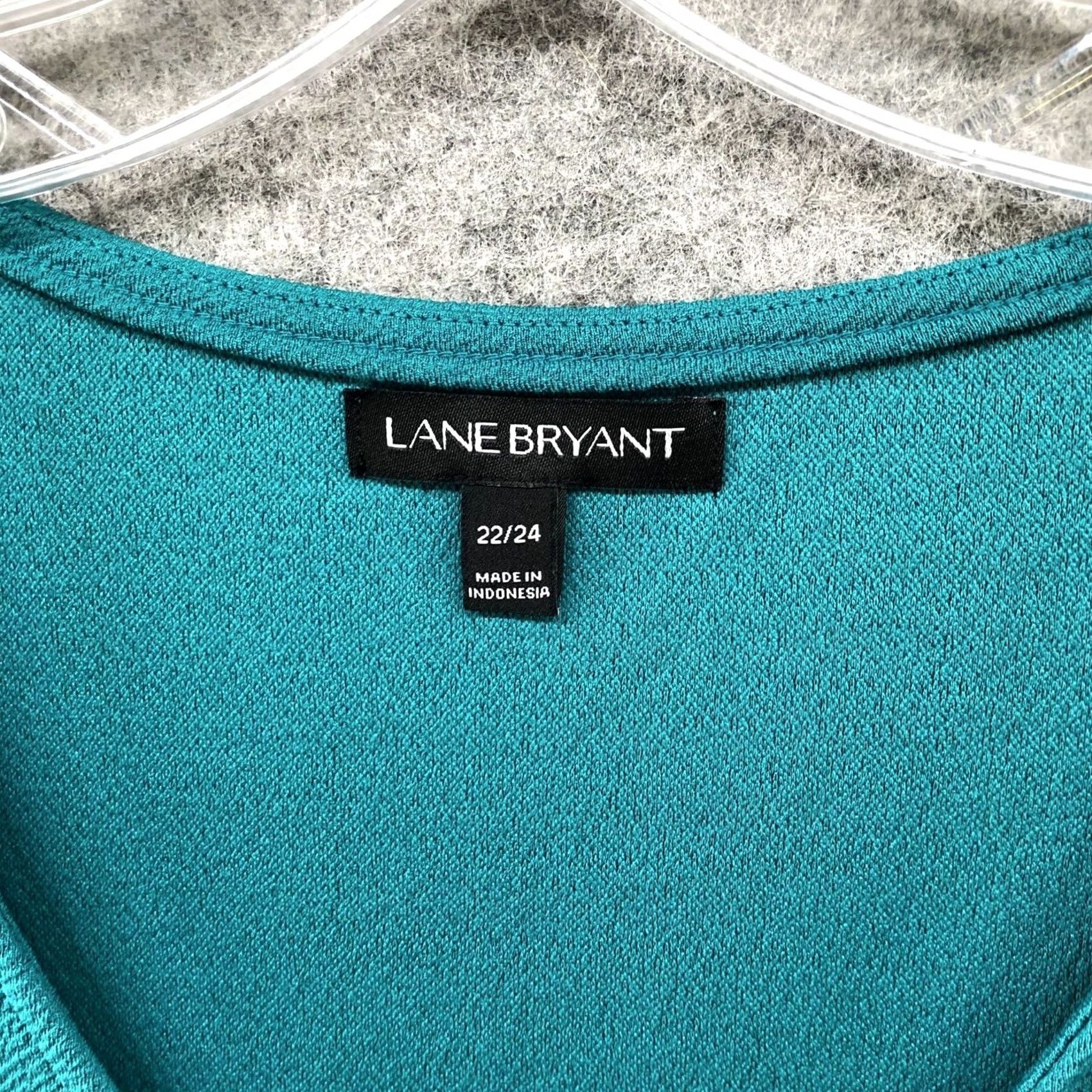 Vintage Lane Bryant Blouse Womens 24 Teal Sleeveless V-Neck Knit Polyester Size 4XL / US 24-26 - 5 Thumbnail