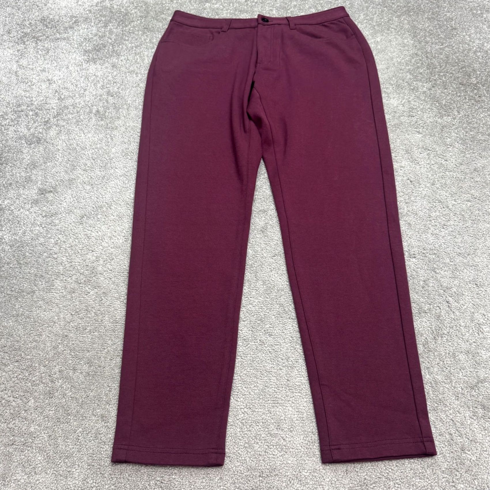 Vintage Dapper Boi Slim Fit Chino Pants Mens 38 Burgundy Red Cotton Stretch 5-Pocket Flat Front Straight Leg Casual Workwear 60s None Size US 38 / EU 54 - 2 Thumbnail