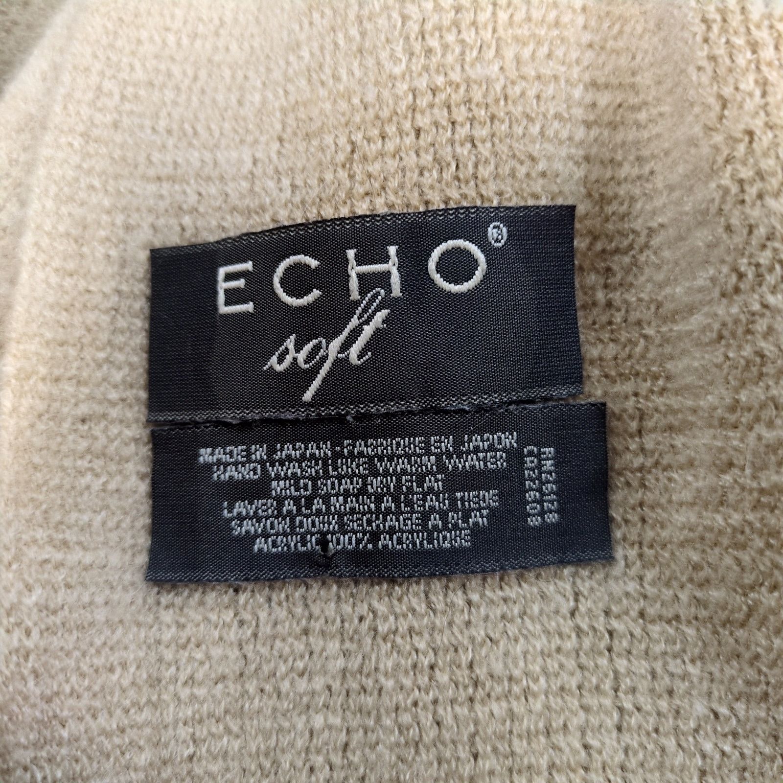 Other Echo Soft Made in Japan Beige Tan Neck Scarf w/ Fringe Size ONE SIZE - 2 Thumbnail