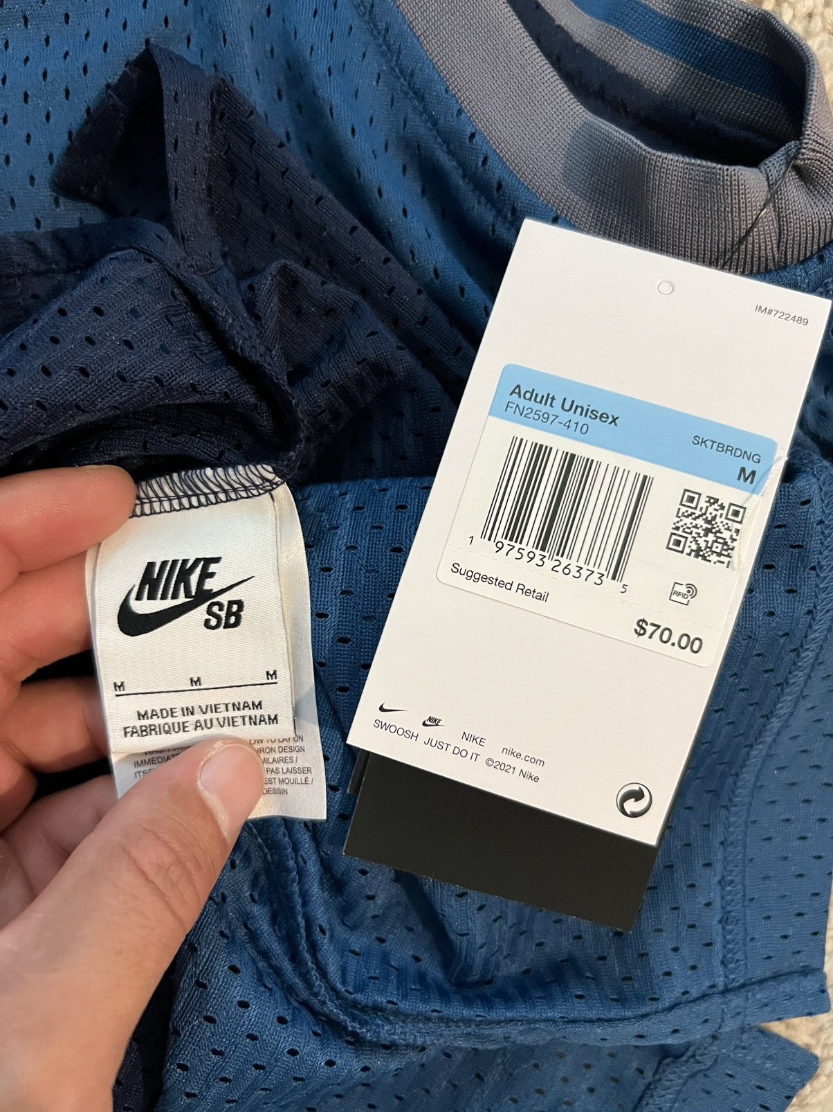 Nike NIKE SB Basketball Jersey Top Blue Gray Reversible Mesh Size US M / EU 48-50 / 2 - 13 Thumbnail