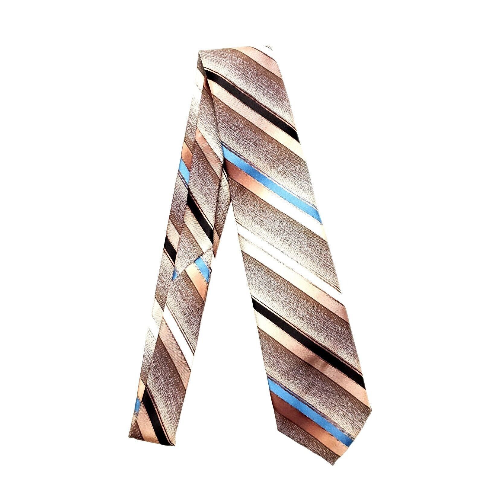 Vintage Envoy Polyester Tie Brown Striped Short Skinny Size ONE SIZE - 5 Thumbnail