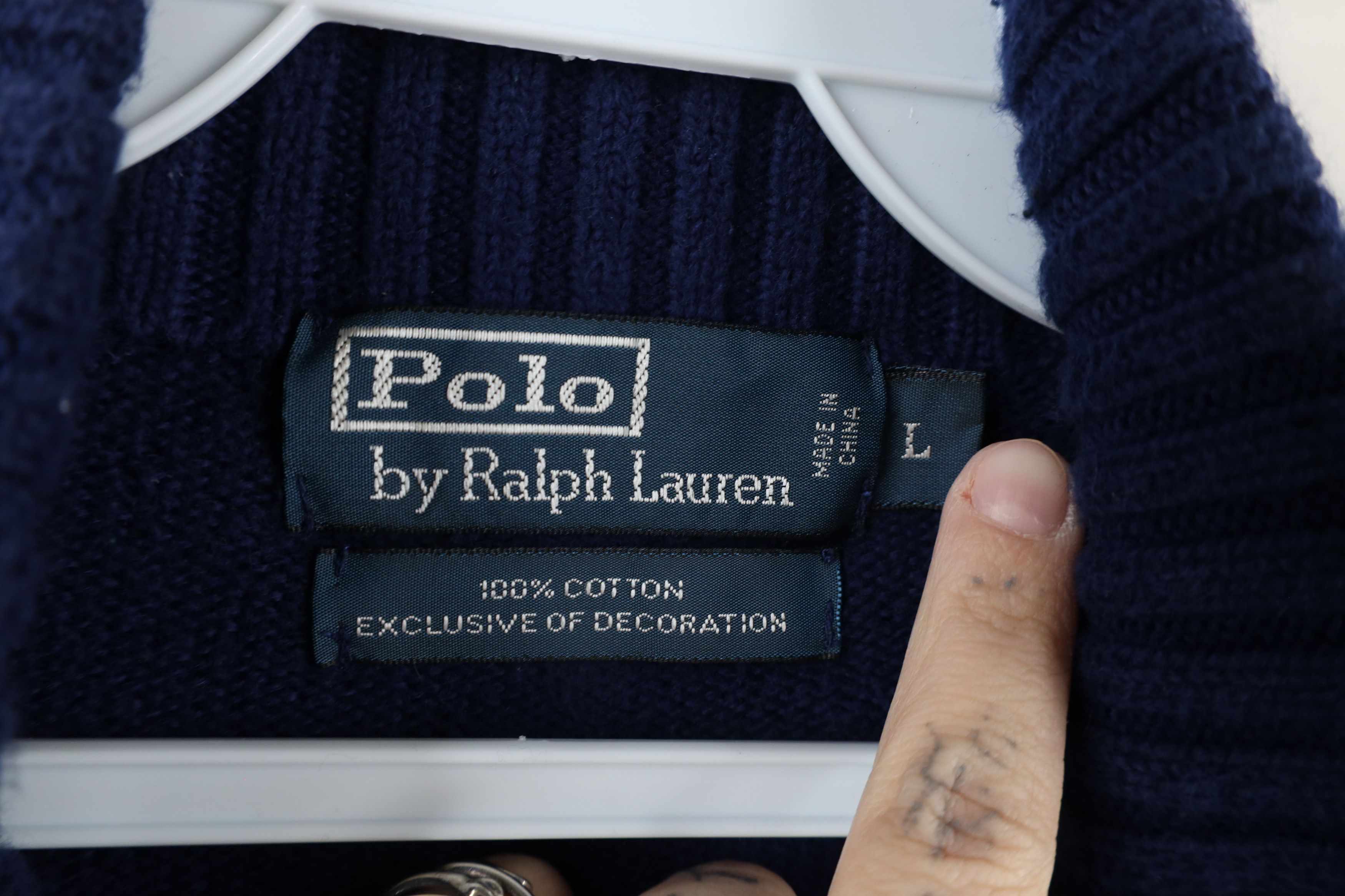 Ralph Lauren × Vintage Vintage 90s Ralph Lauren Knit Half Zip Pullover Sweater Size US L / EU 52-54 / 3 - 8 Thumbnail