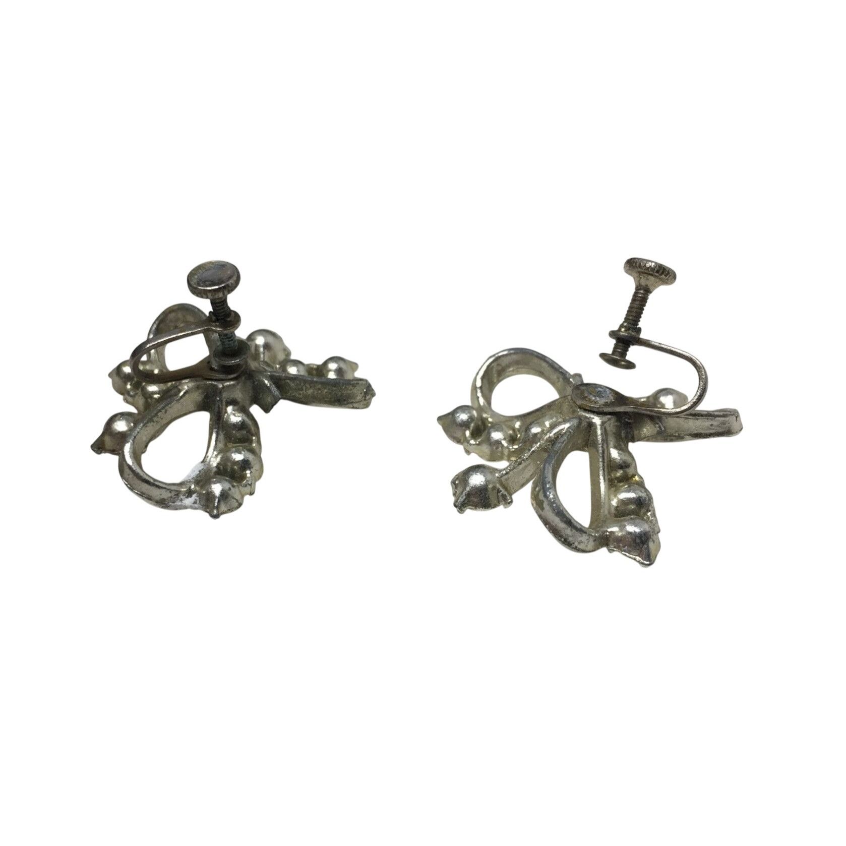 Other Women's Silver Tone Screw Back Earrings with Rhinestones Size ONE SIZE - 2 Thumbnail