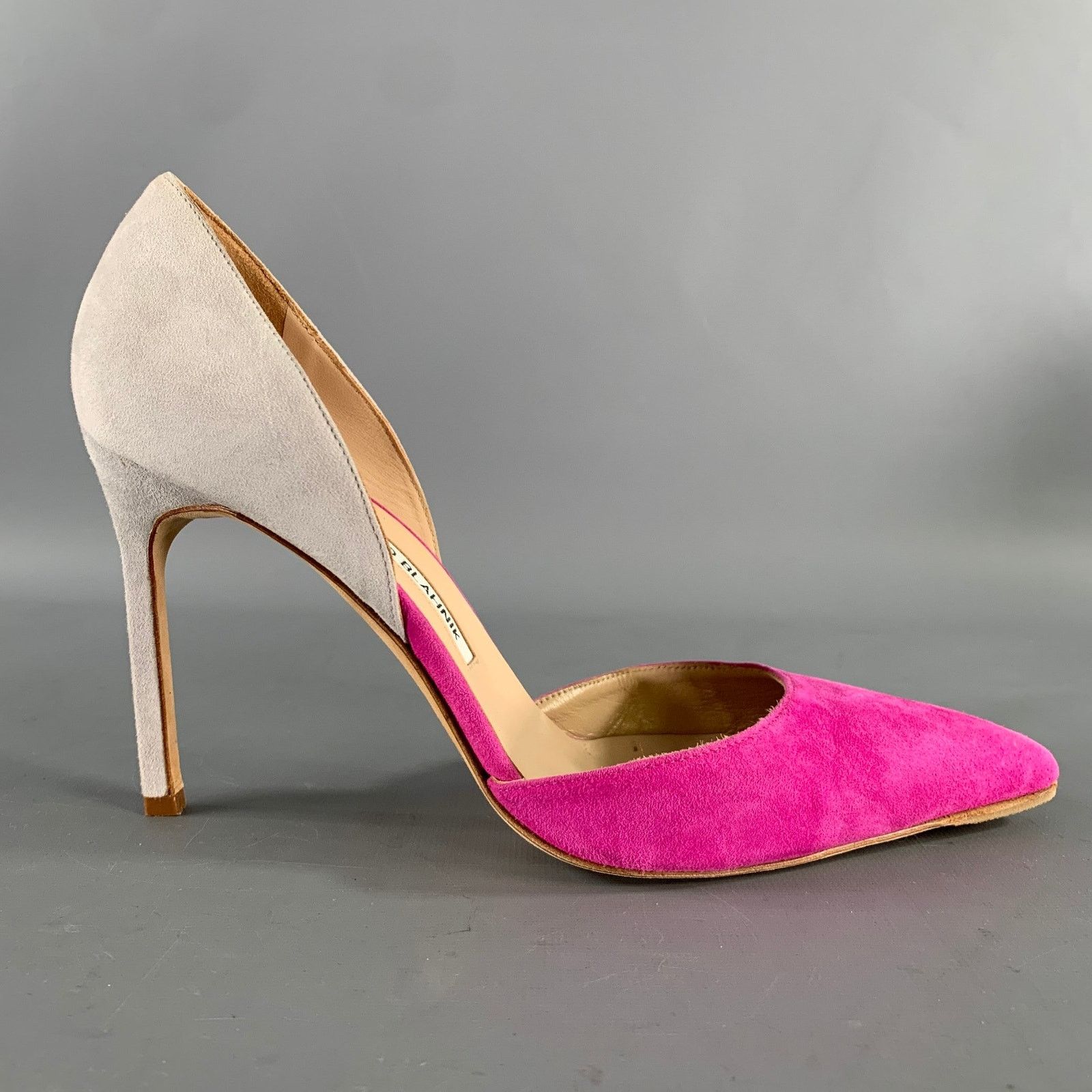 Manolo Blahnik MANOLO BLAHNIK 9.5 Pink Grey Suede Pointed Toe Pumps Size US 9.5 / IT 39.5 - 2 Thumbnail