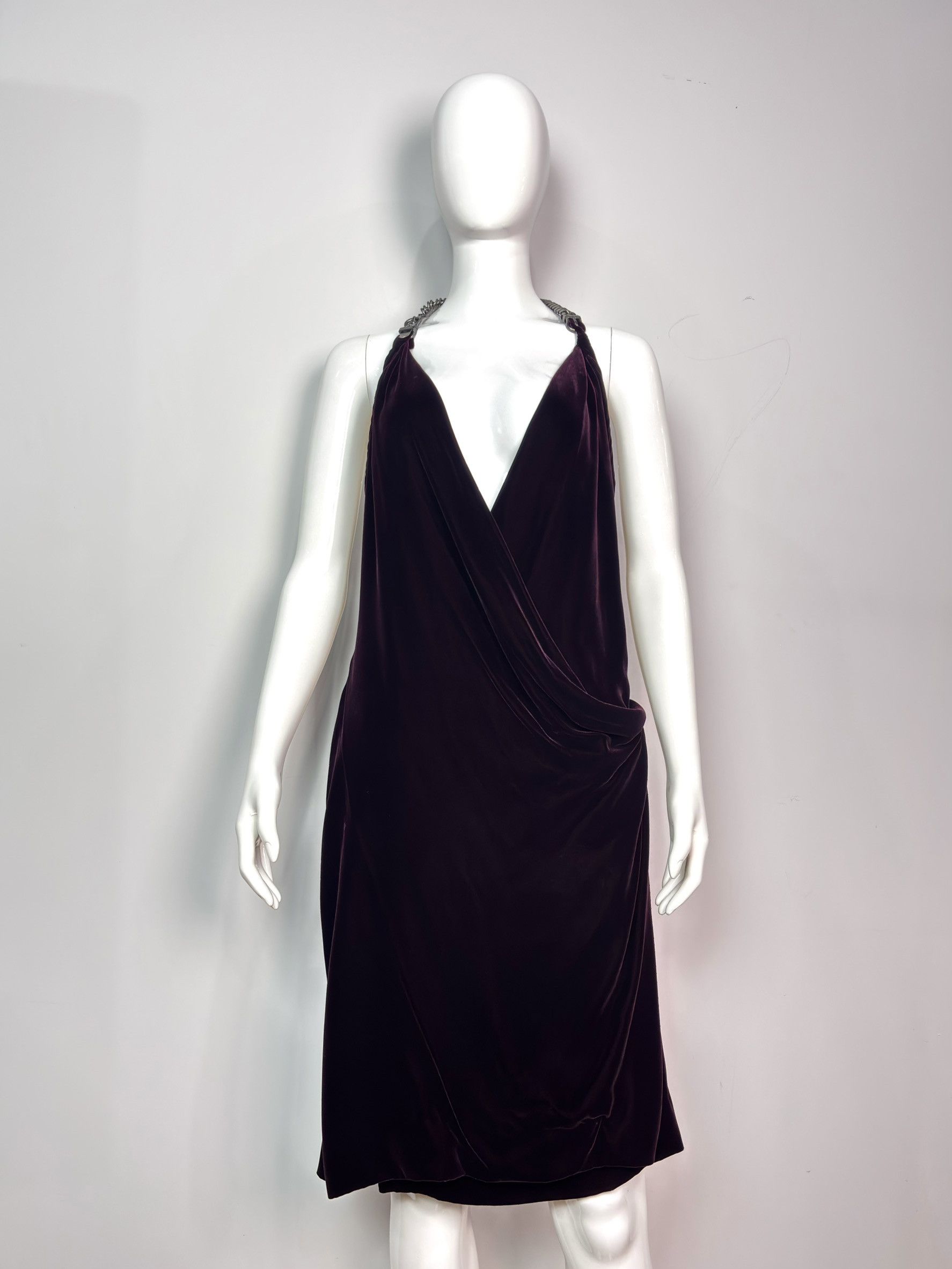 Hermes Hermès Paris Burgundy Silk Velvet Halter Dress Size XS / US 0-2 / IT 36-38 - 1 Thumbnail