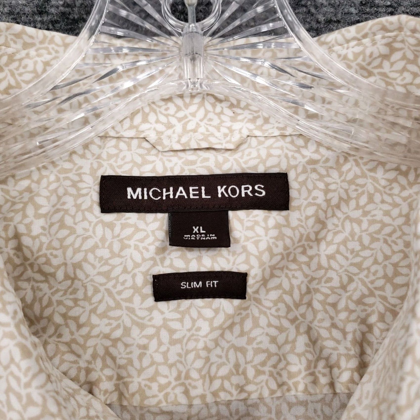 Michael Kors Michael Kors Shirt XL Beige Floral Button Up Slim Camp Large Extra Mens Size US XL / EU 56 / 4 - 7 Thumbnail