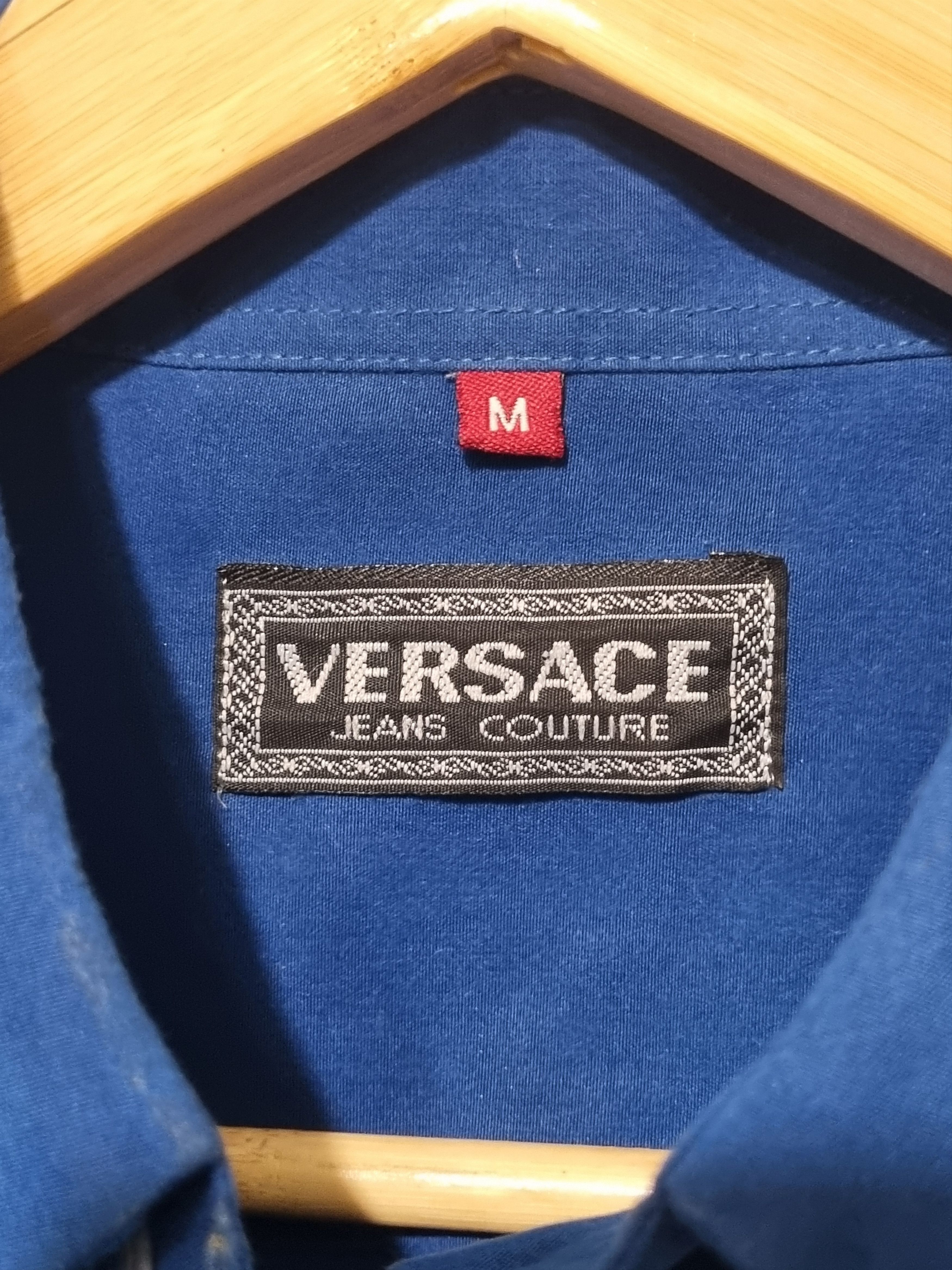 Versace Jeans Couture Versace Jeans Couture Vintage 90s Ocean Blue Button Shirt Size US M / EU 48-50 / 2 - 5 Thumbnail
