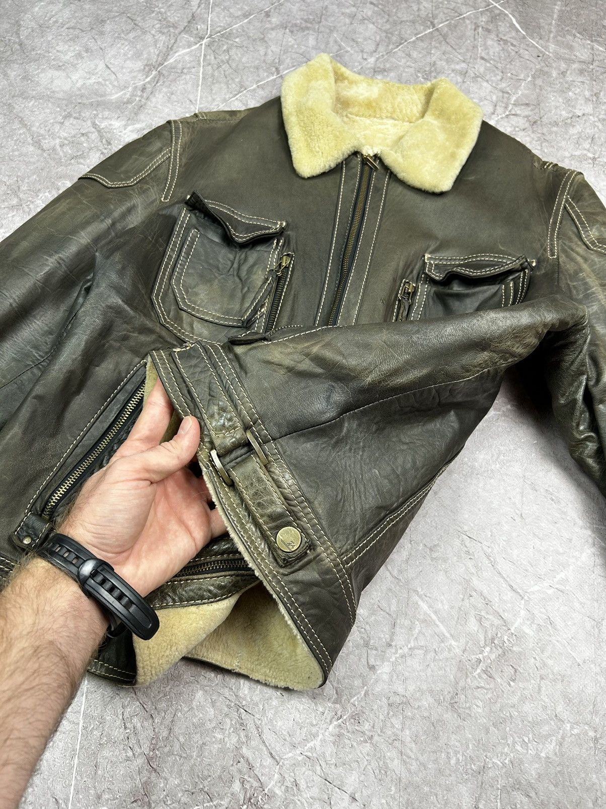 Vintage Leather Jacket faded crazy y2k Size US M / EU 48-50 / 2 - 17 Thumbnail