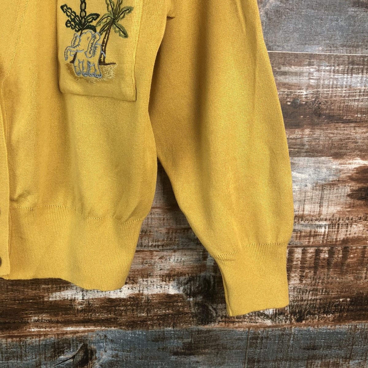 Japanese Brand × Vintage Eljuone elephant Yellow Cardigan Knitwear #A2284 Size M / US 6-8 / IT 42-44 - 8 Thumbnail