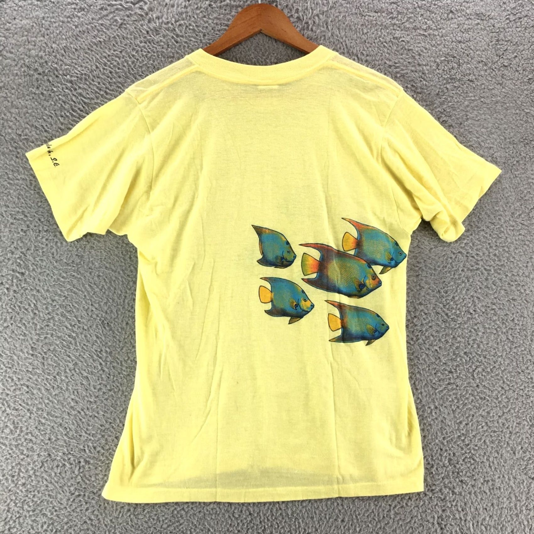 Vintage America Shirt Womens XL Yellow Fish Print Casual Crew Neck T-Shirt Size XL / US 12-14 / IT 48-50 - 7 Thumbnail
