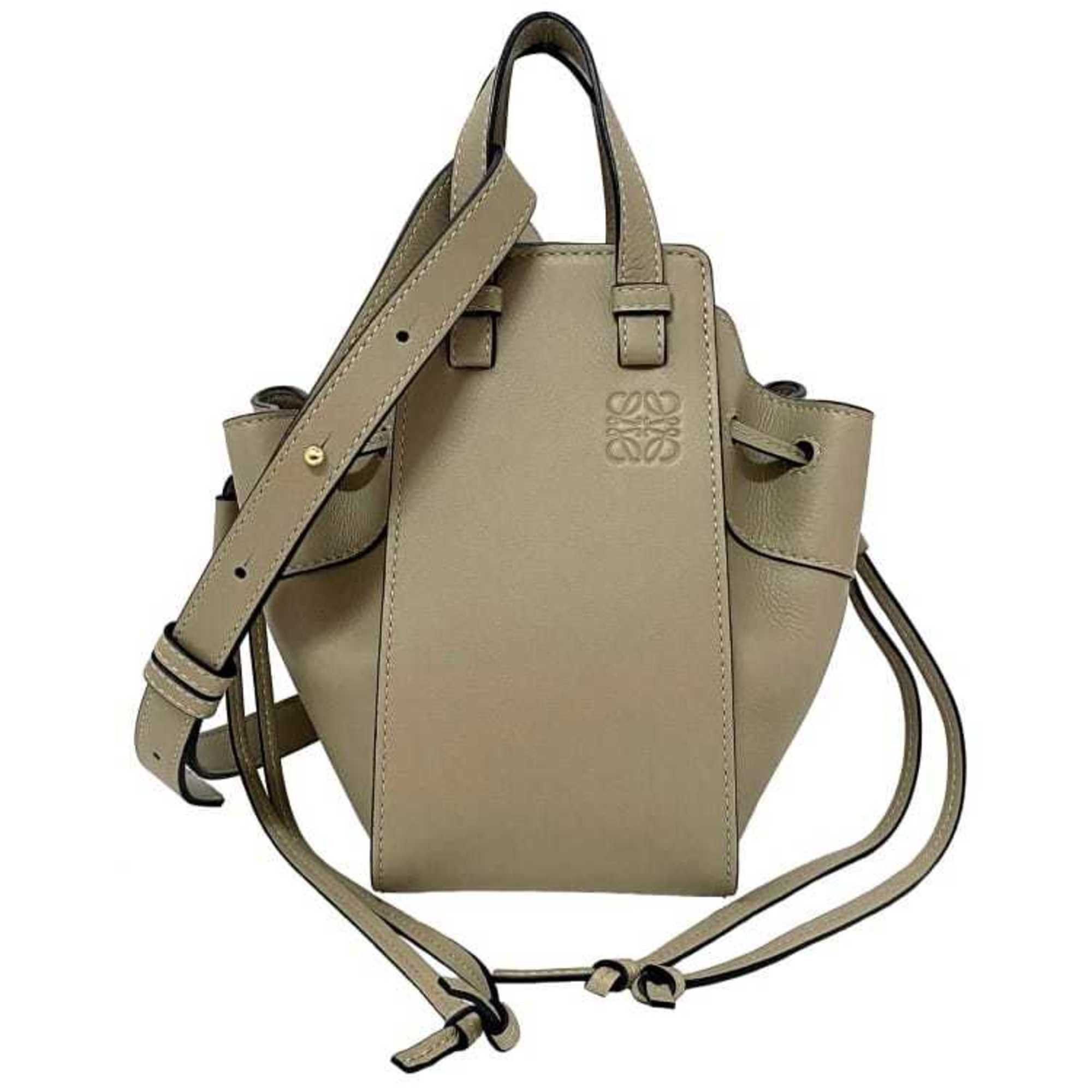 image of Loewe Shoulder Bag Hammock Beige 314.30.v07 Calf Leather Handbag Anagram Ladies, Women's