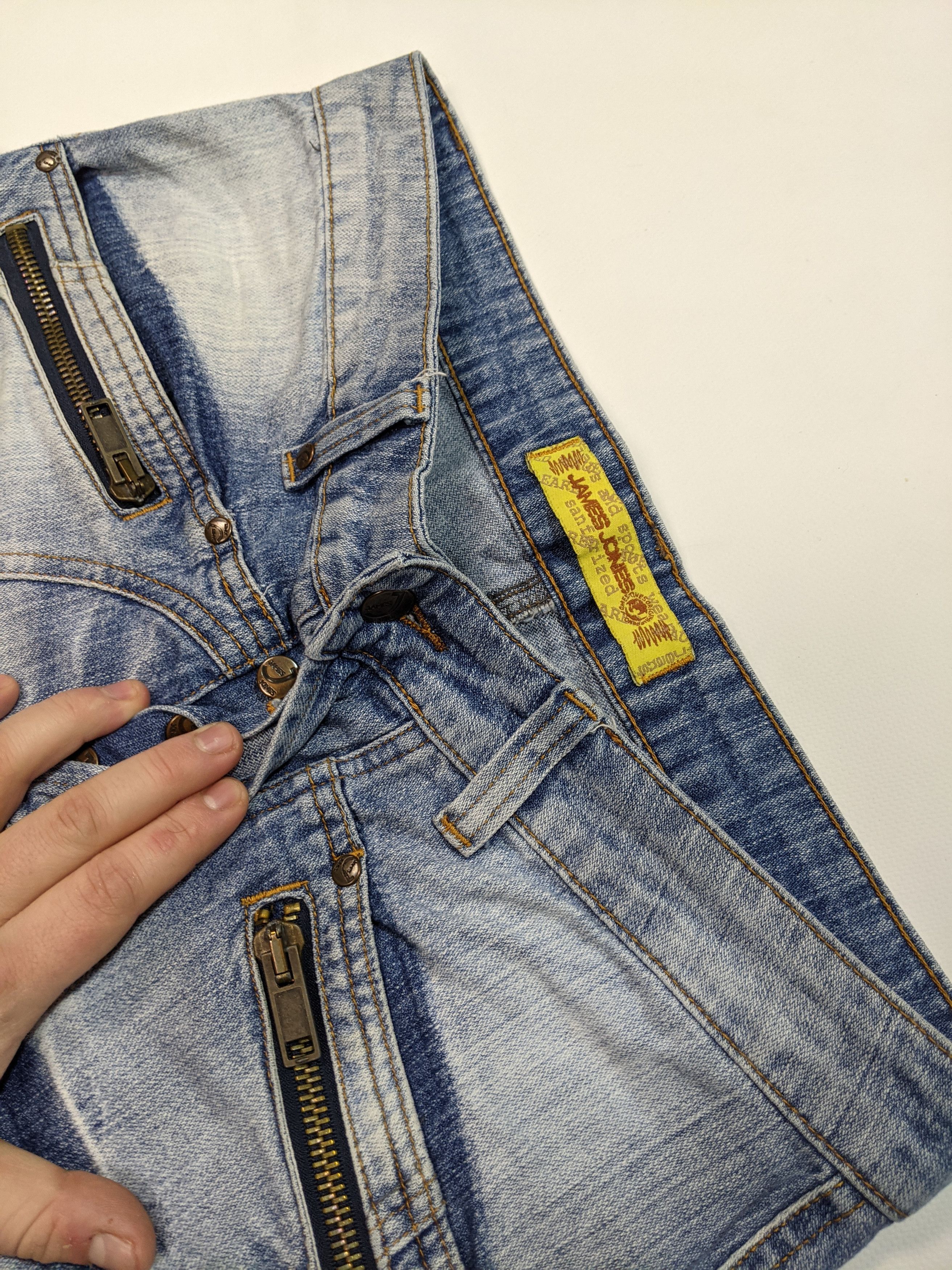 Japanese Brand × Vintage VTG Wide Light Blue Y2k Distressed Boiled Mens Jeans Size US 32 / EU 48 - 3 Thumbnail