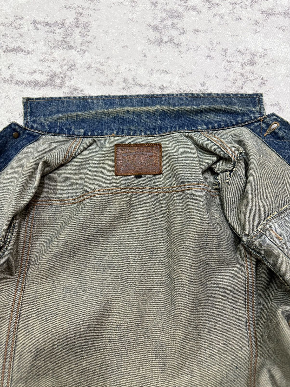 Edwin Vintage 80s Edwin Distressed Denim Trucker Jacket Jeans Size US S / EU 44-46 / 1 - 12 Thumbnail