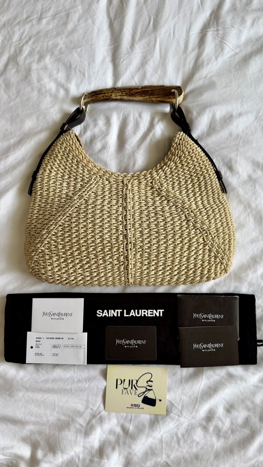 Yves Saint Laurent Yves Saint Laurent Mombasa Raffia Tom Ford Hobo Shoulder Bag Size ONE SIZE - 4 Thumbnail