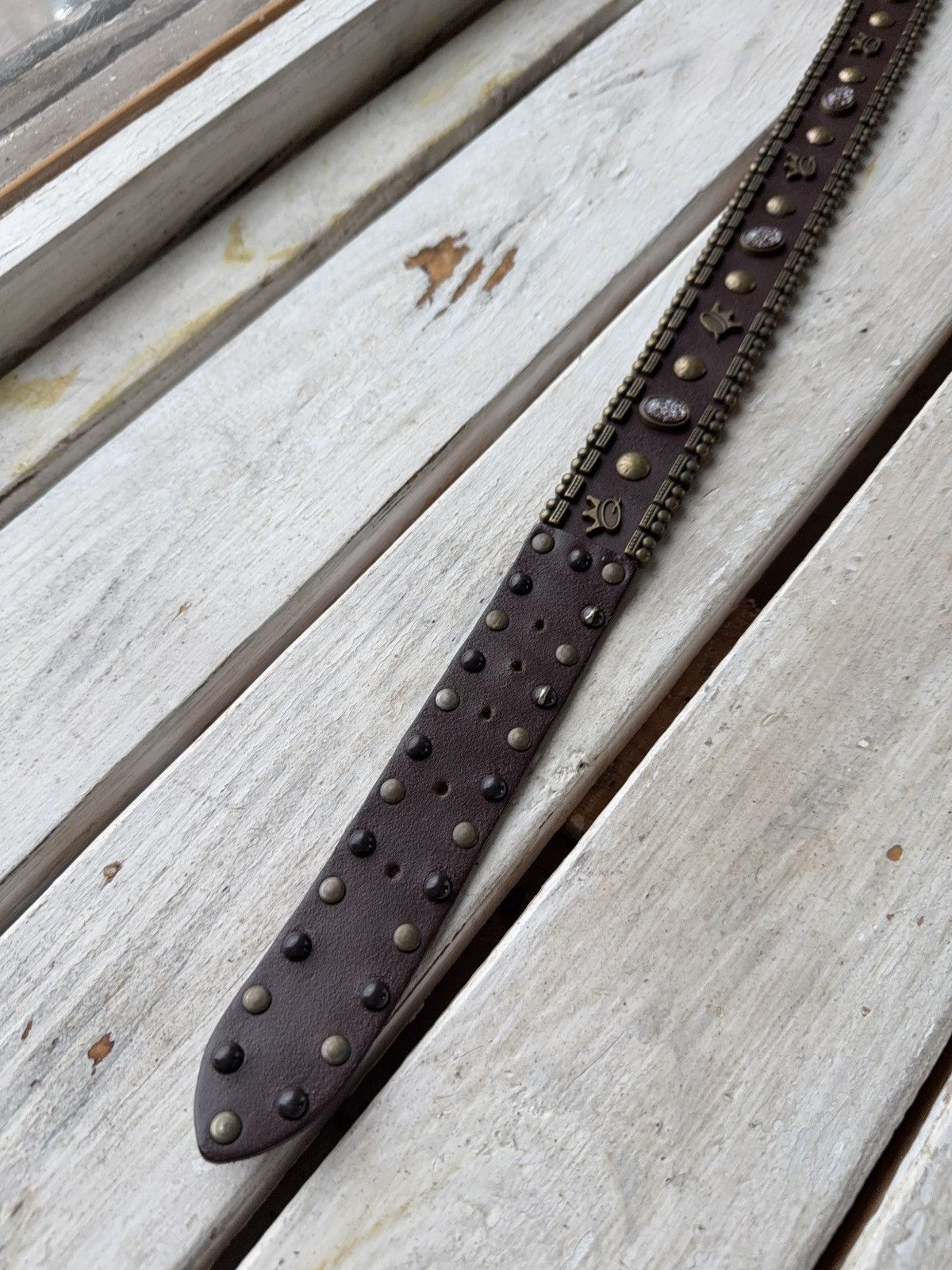 Japanese Brand RARE Save The Queen Vera Pelle Italian Studded Leather Belt Size ONE SIZE - 6 Thumbnail