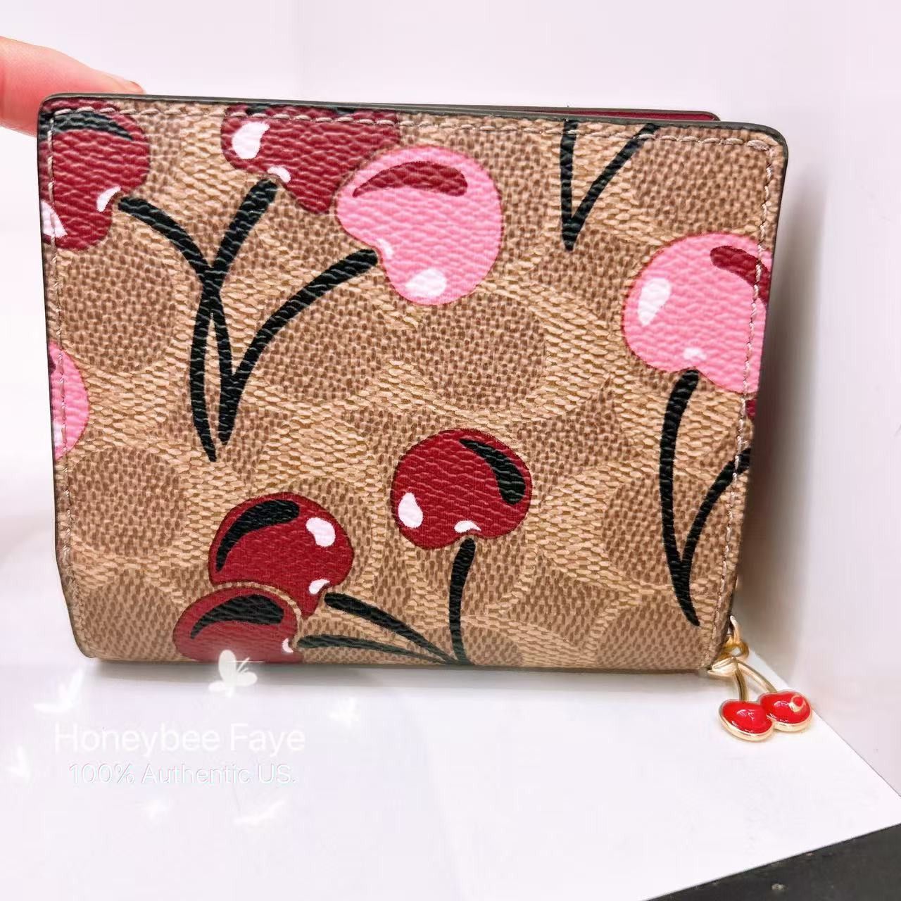 Coach Snap Wallet In Signature Canvas With Cherry Print CZ347 Size ONE SIZE - 2 Thumbnail