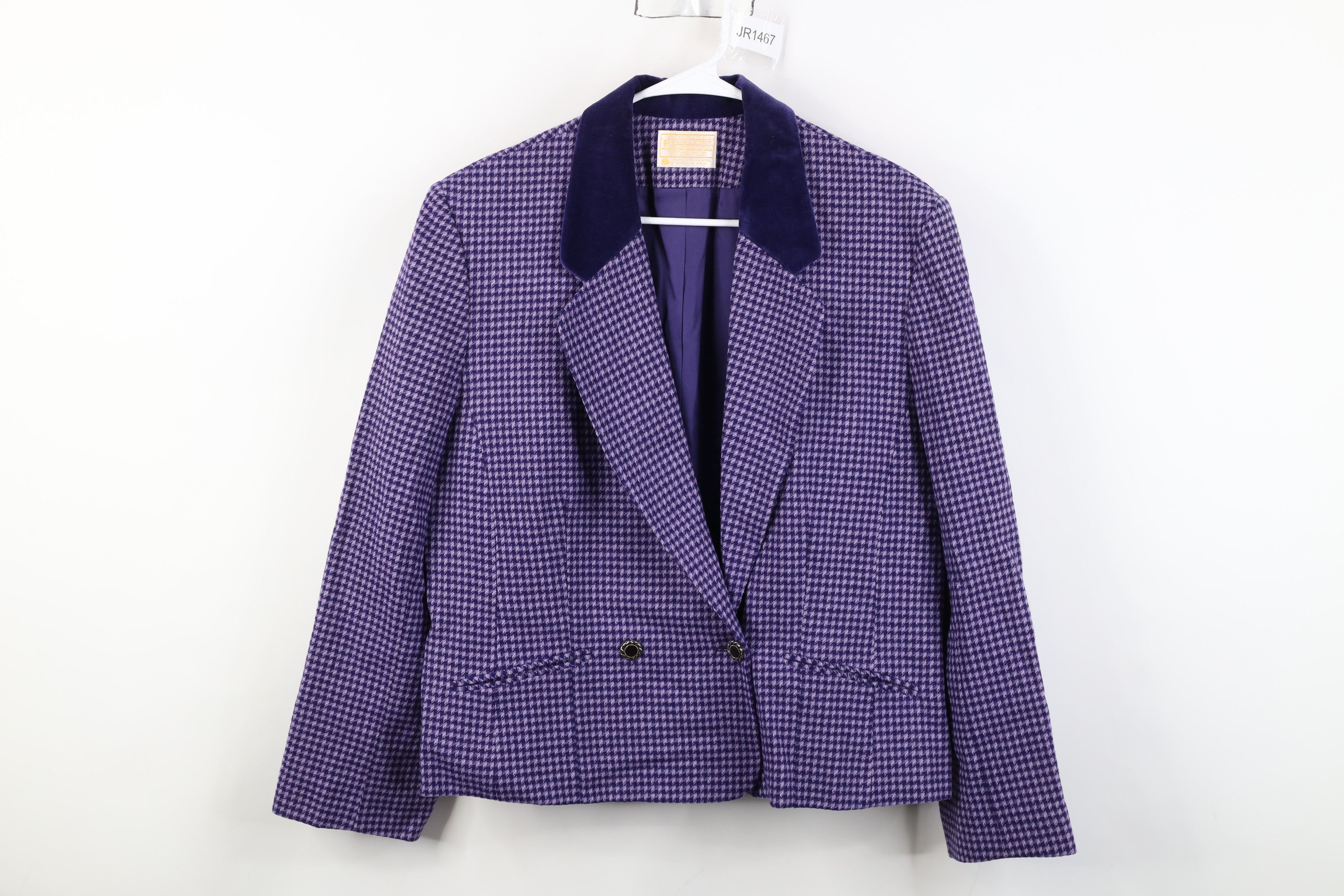 Pendleton Vintage 90s Pendleton Wool Blazer Jacket Purple Houndstooth Size XL / US 12-14 / IT 48-50 - 1 Thumbnail