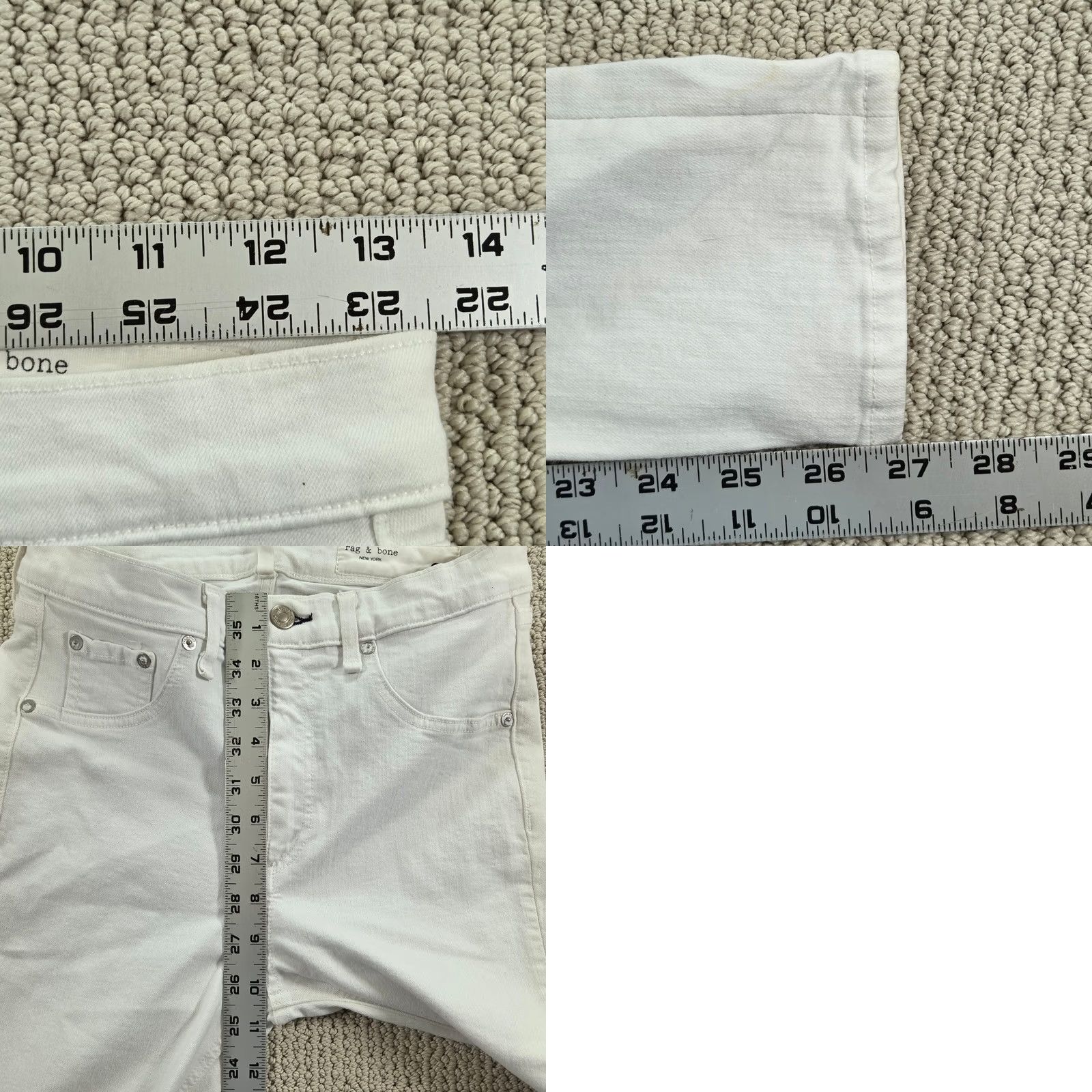 Rag & Bone White Skinny Jeans Womens Size 28 Ankle High Rise Denim Pants