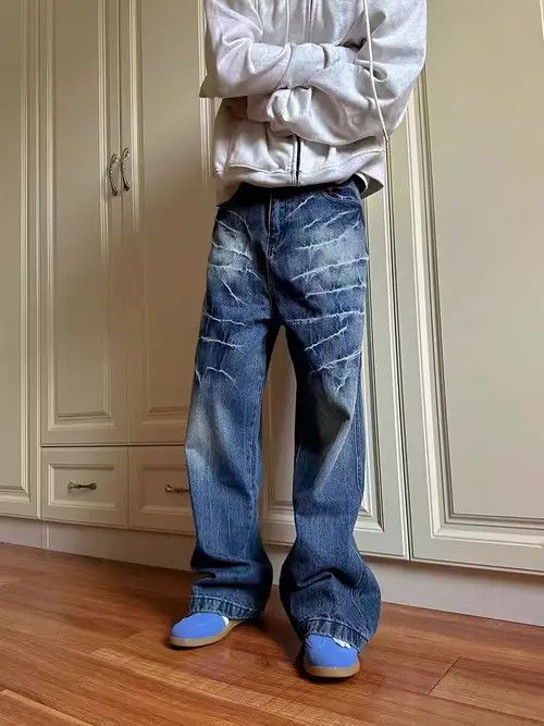 VIBE Vintage street Y2K electric print wide leg baggy jeans Size US 34 / EU 50 - 8 Thumbnail