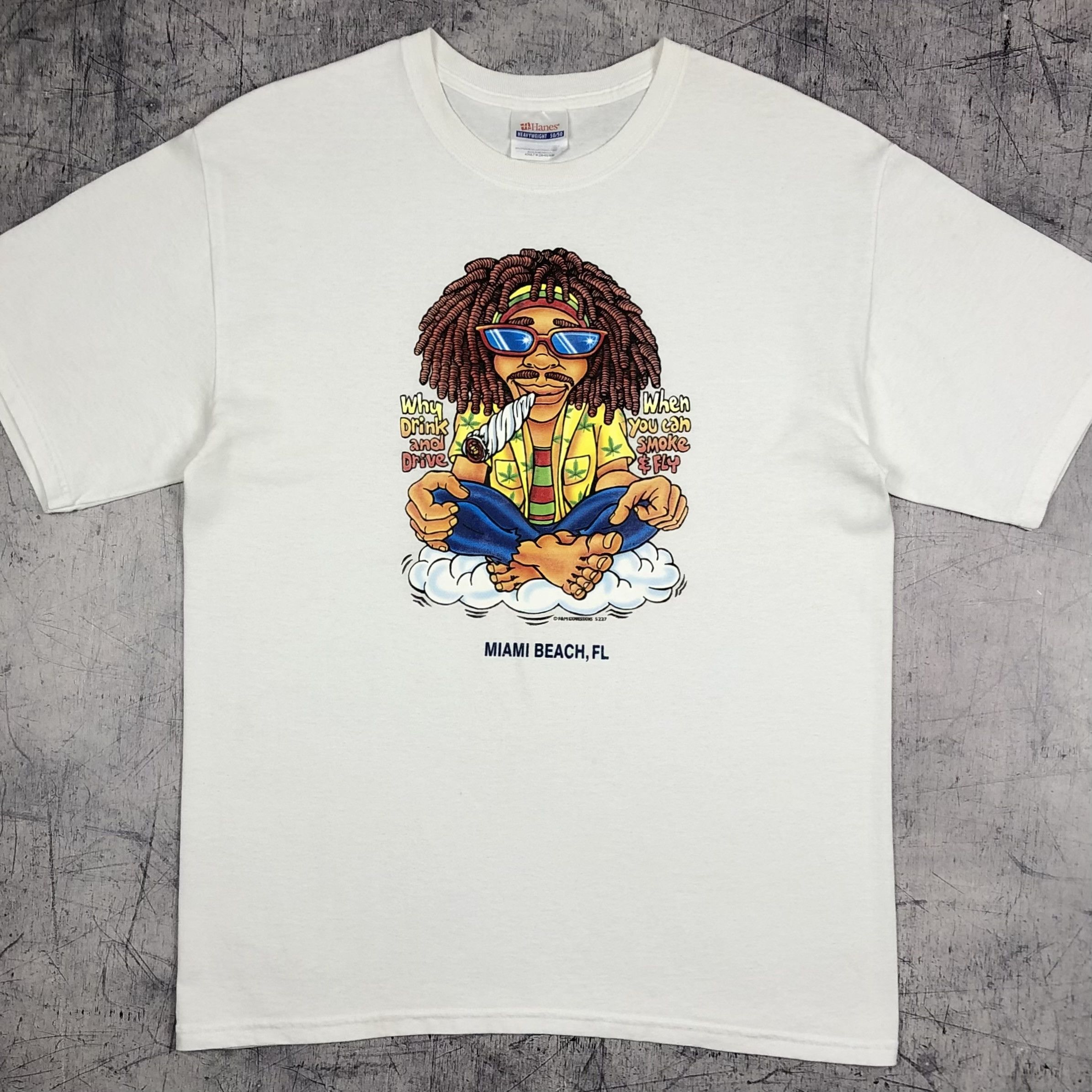 Vintage Smoke Weed Rasta Miami Beach Florida USA Vintage Tee Size US M / EU 48-50 / 2 - 1 Thumbnail
