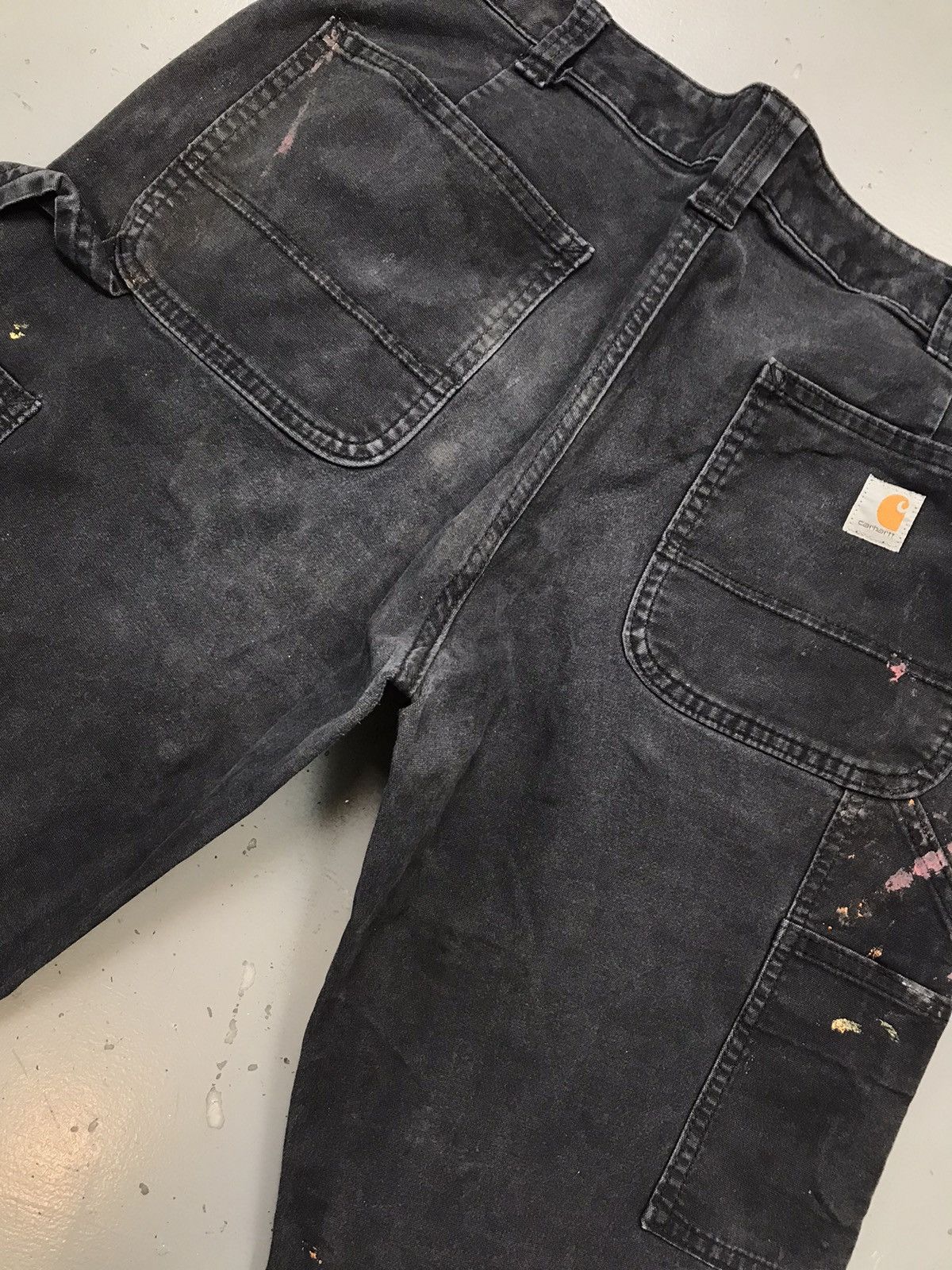 Carhartt Vintage Carhartt double knee paint splatter workwear denim Size US 35 - 16 Thumbnail