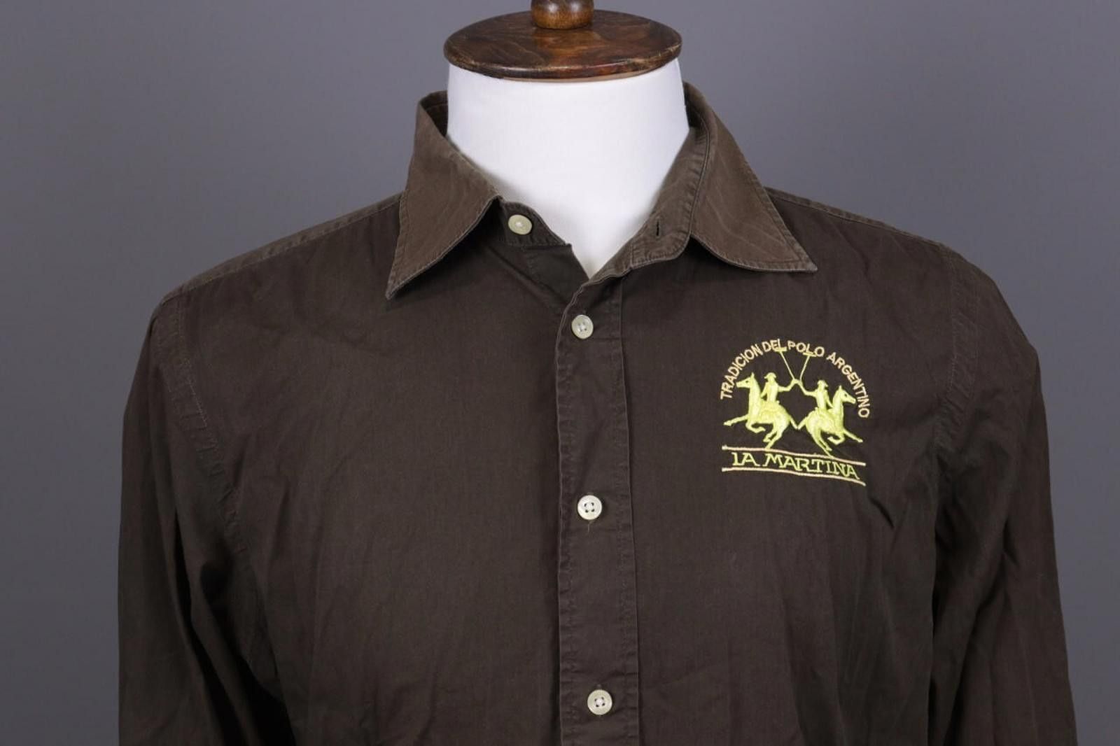 La Martina La Martina Buenos Aires Brown Button Down Shirt Size XL Size US XL / EU 56 / 4 - 2 Thumbnail